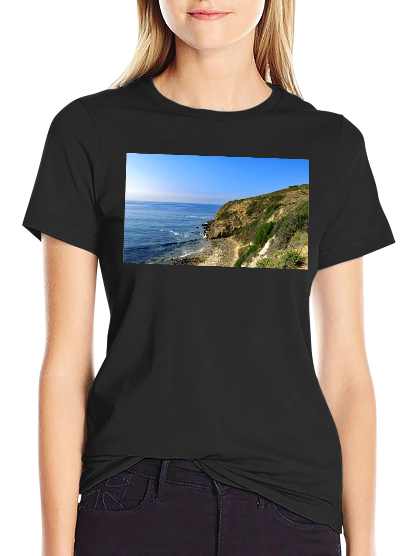 Coastal Cliff T-Shirt - Mens Black Tee