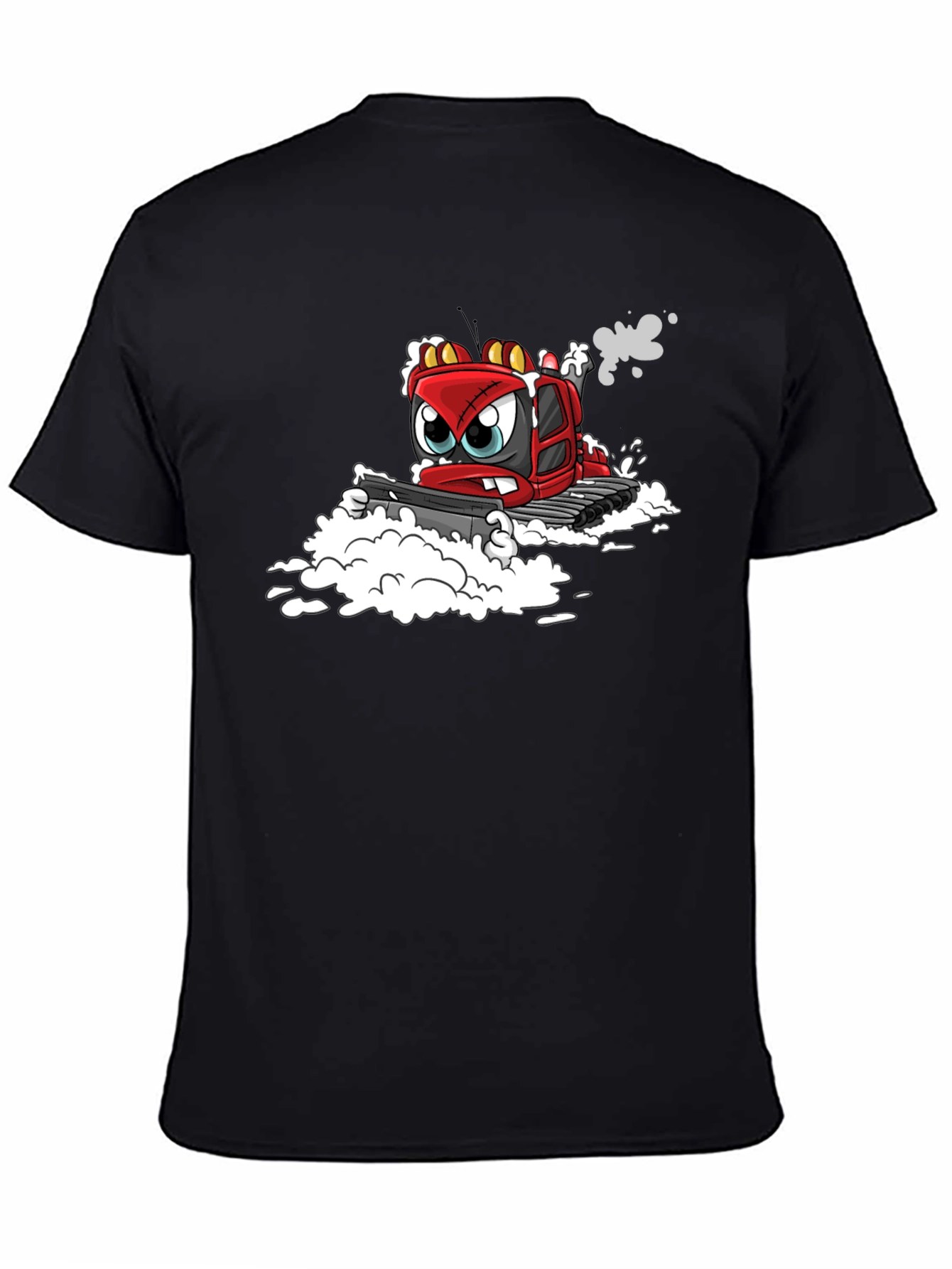 Cartoon Snowplow Graphic Tee - Black