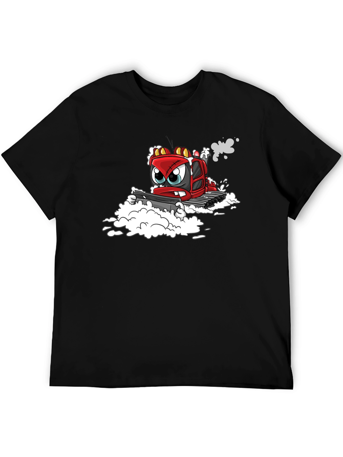 Cartoon Snowplow Graphic Tee - Black