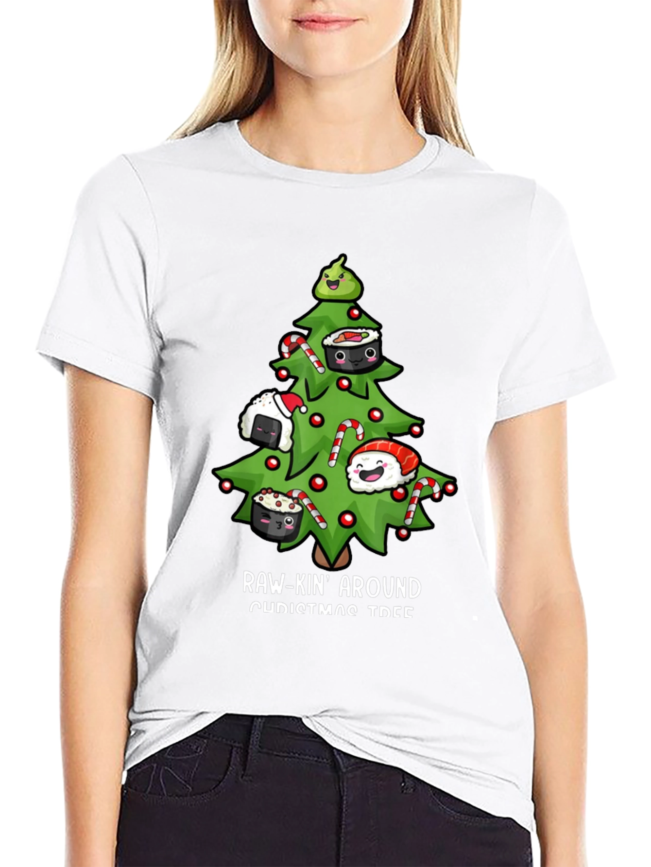 Raw-Kin Around Christmas Tree Sushi T-Shirt
