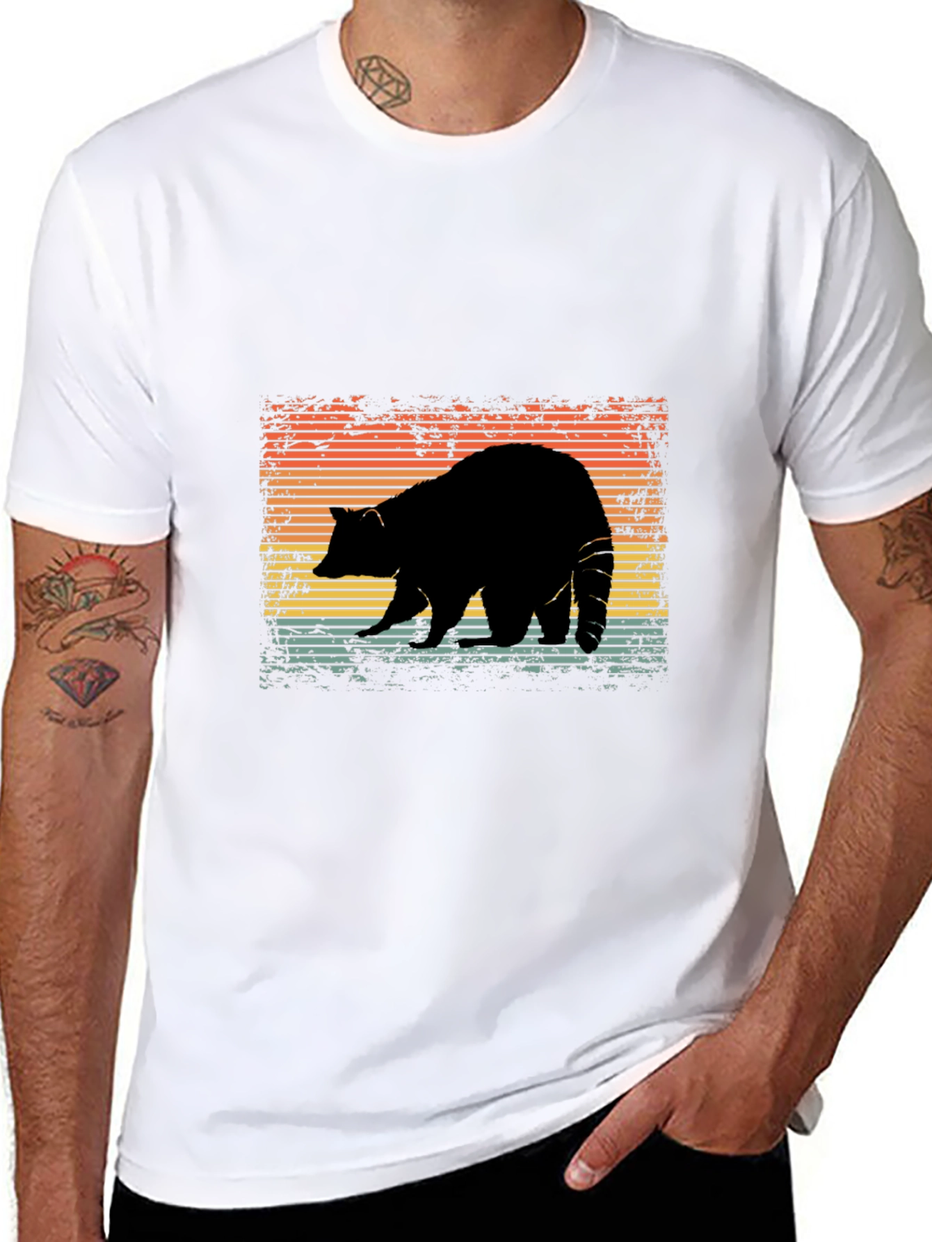 Retro Raccoon Silhouette Graphic Tee