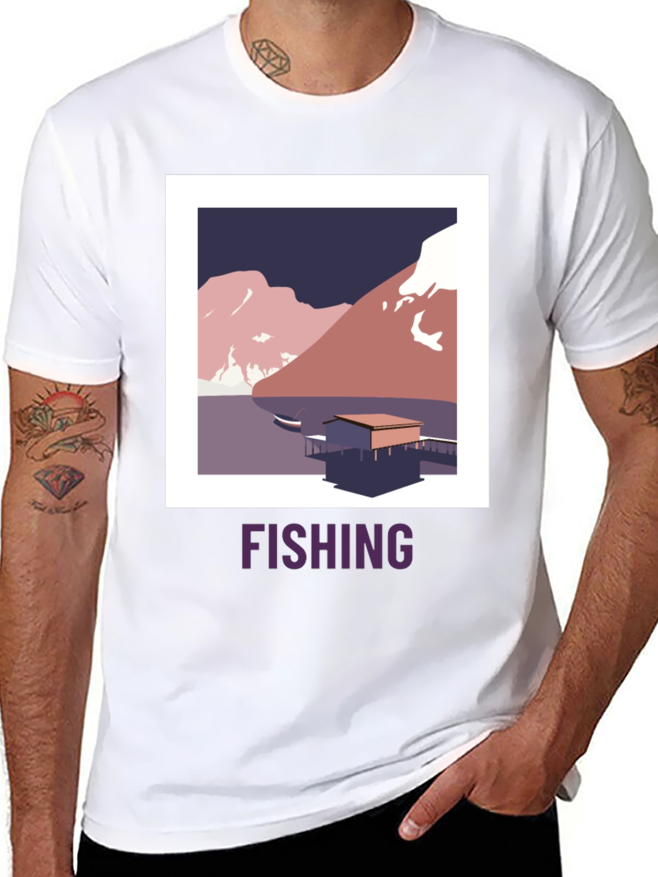 Fishing T-Shirt - Mountain Lake Design