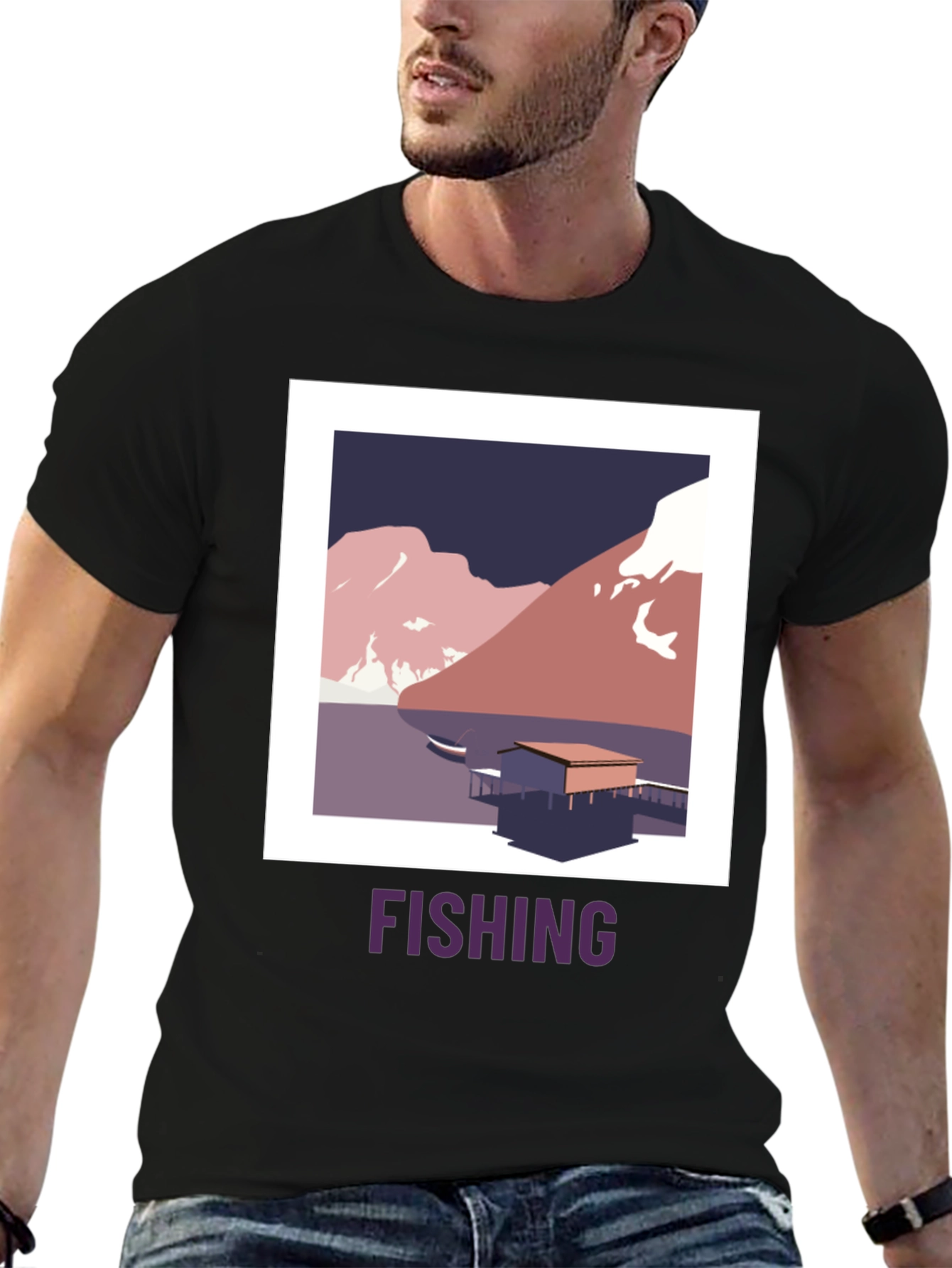Fishing T-Shirt - Mountain Lake Design