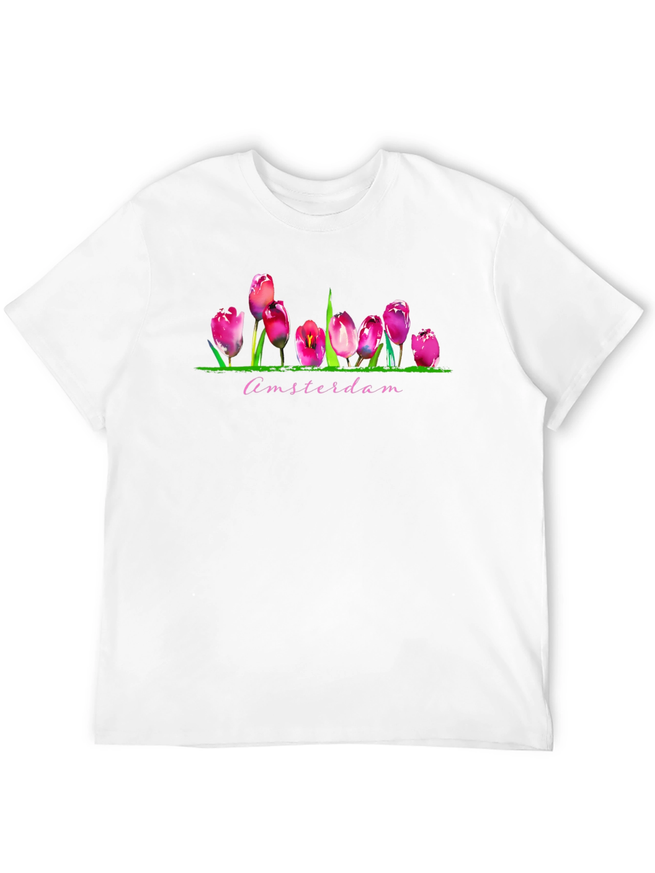 Amsterdam Tulip Graphic Print Mens Black T-Shirt