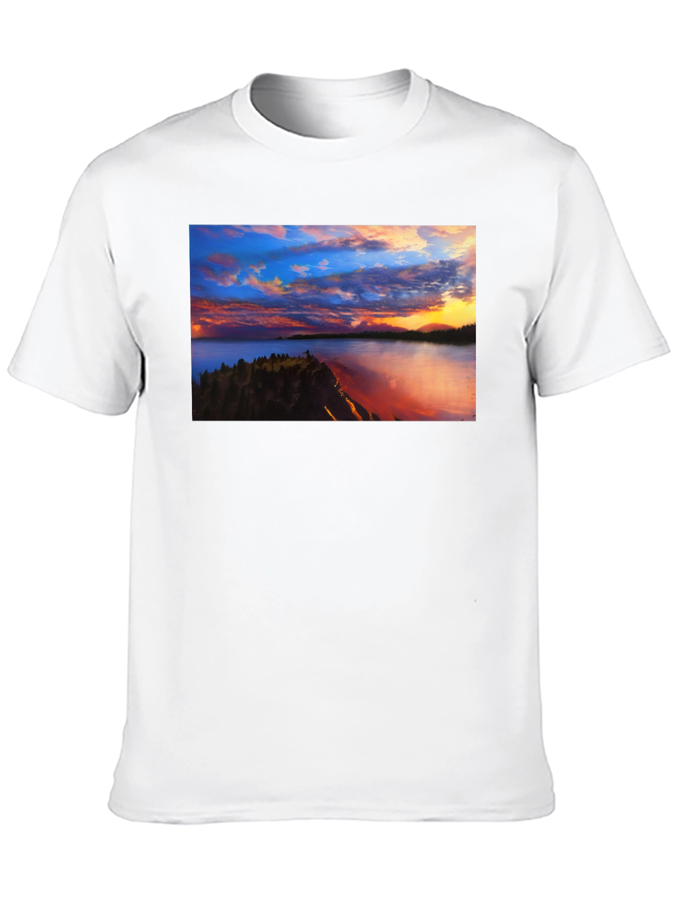Sunset Lake Graphic Tee - Black Casual T-Shirt