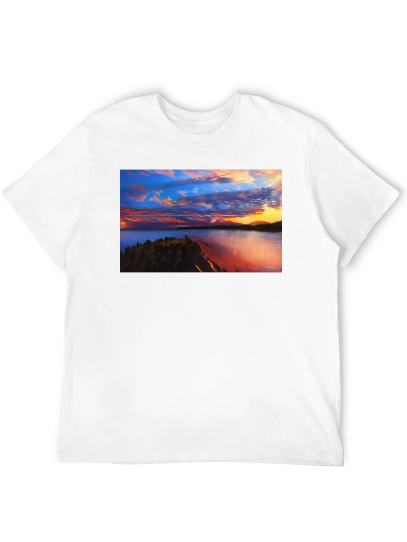 Sunset Lake Graphic Tee - Black Casual T-Shirt