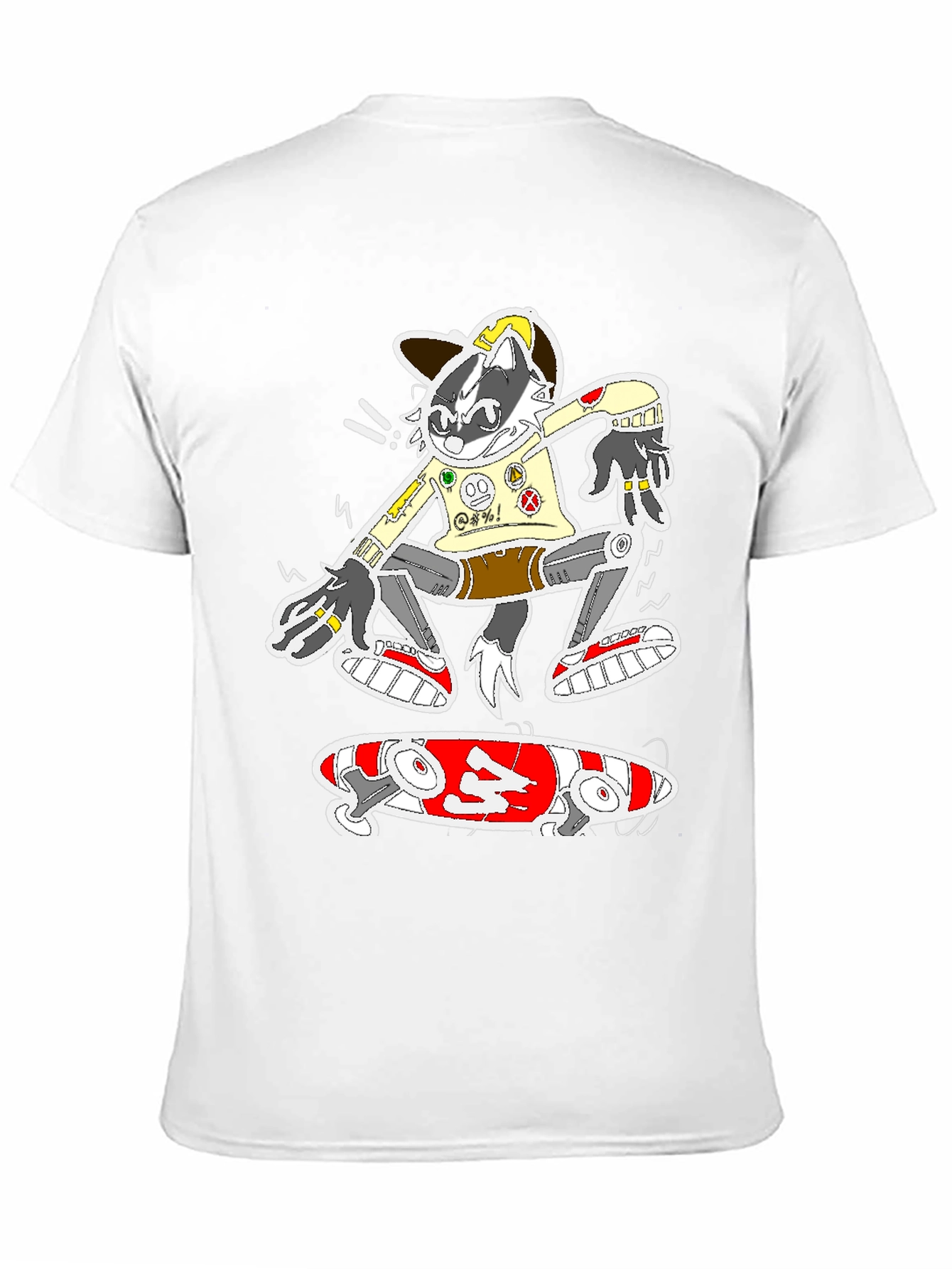 Skater Raccoon Graphic Tee - Black Cotton Blend