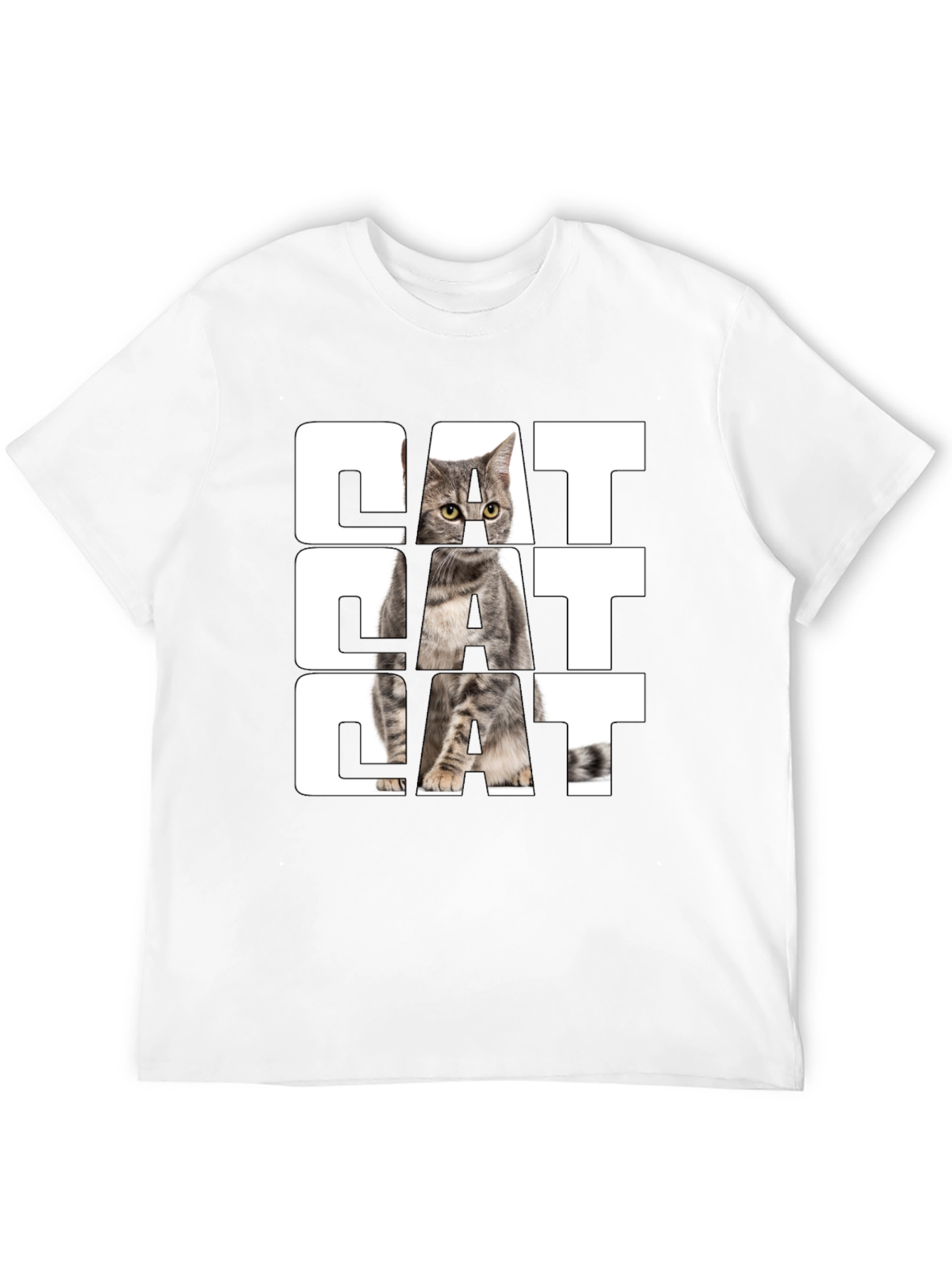 Cat Graphic Print Black T-Shirt