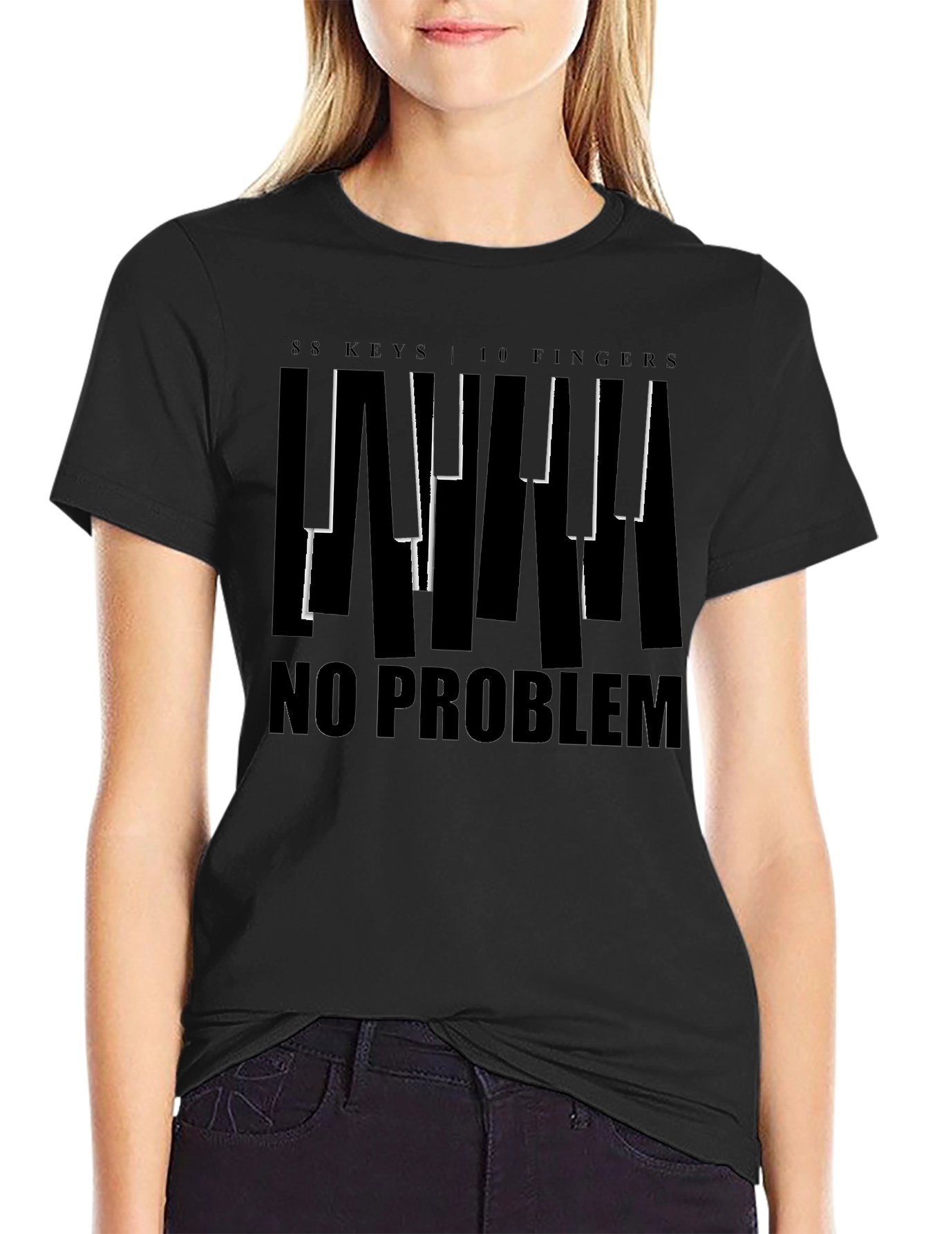 88 Keys No Problem Black T-Shirt