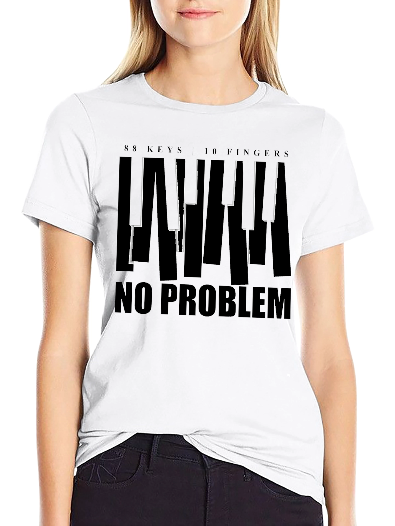 88 Keys No Problem Black T-Shirt