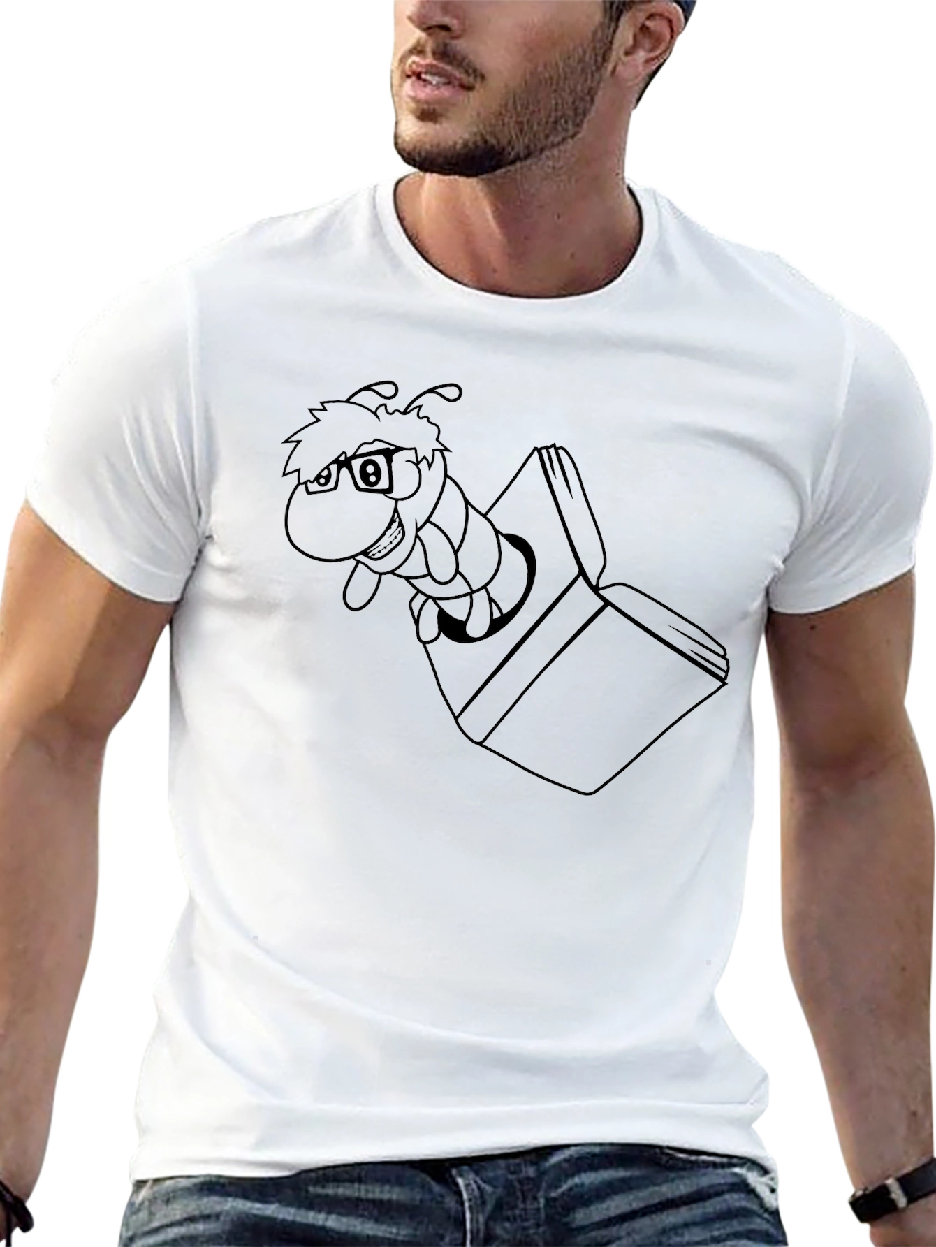 Bookworm Graphic Tee - Black Cotton T-Shirt