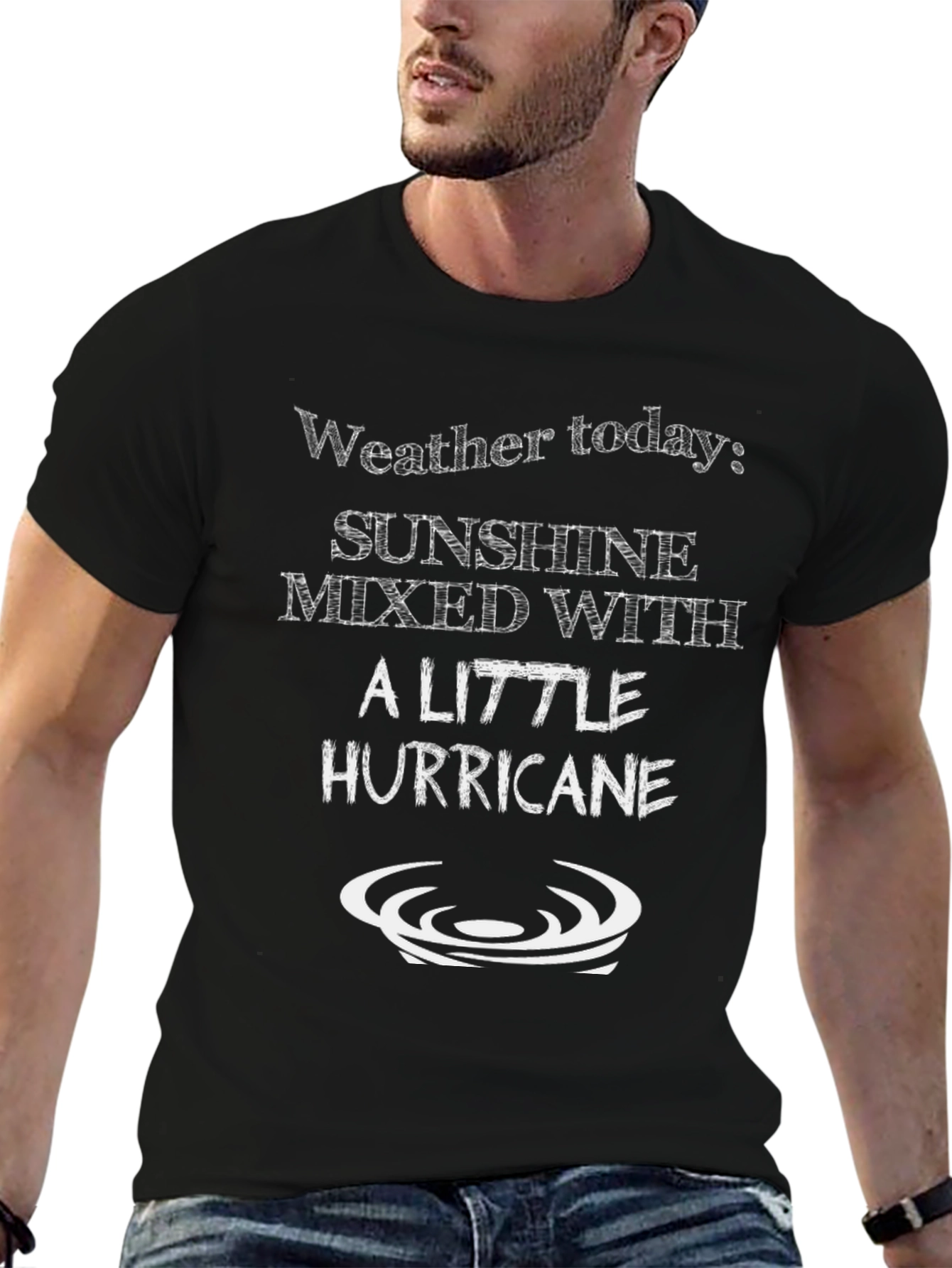 Humorous Weather T-Shirt: Sunshine & Hurricane