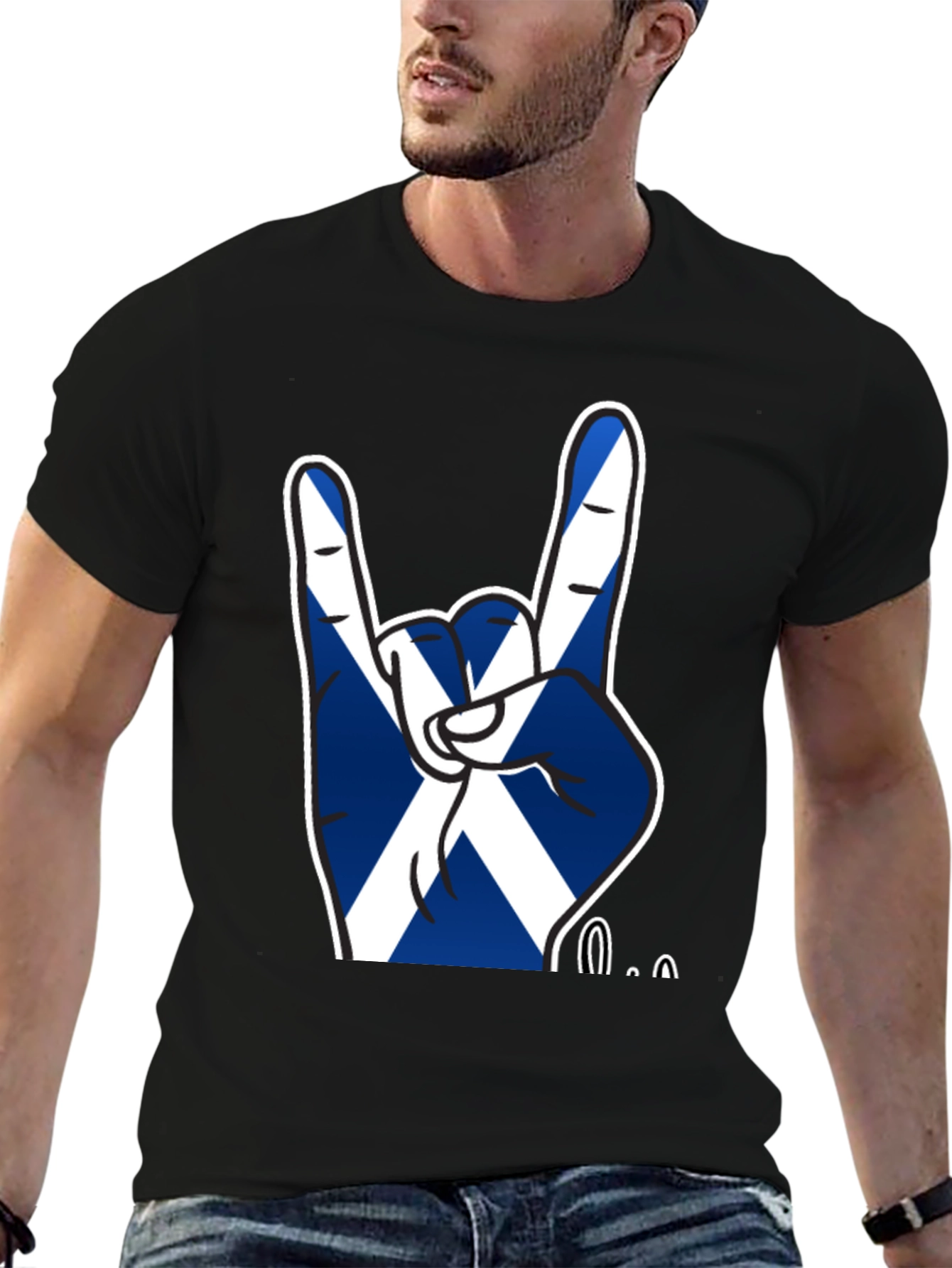 Scotland Flag Rock On Hand Gesture T-Shirt