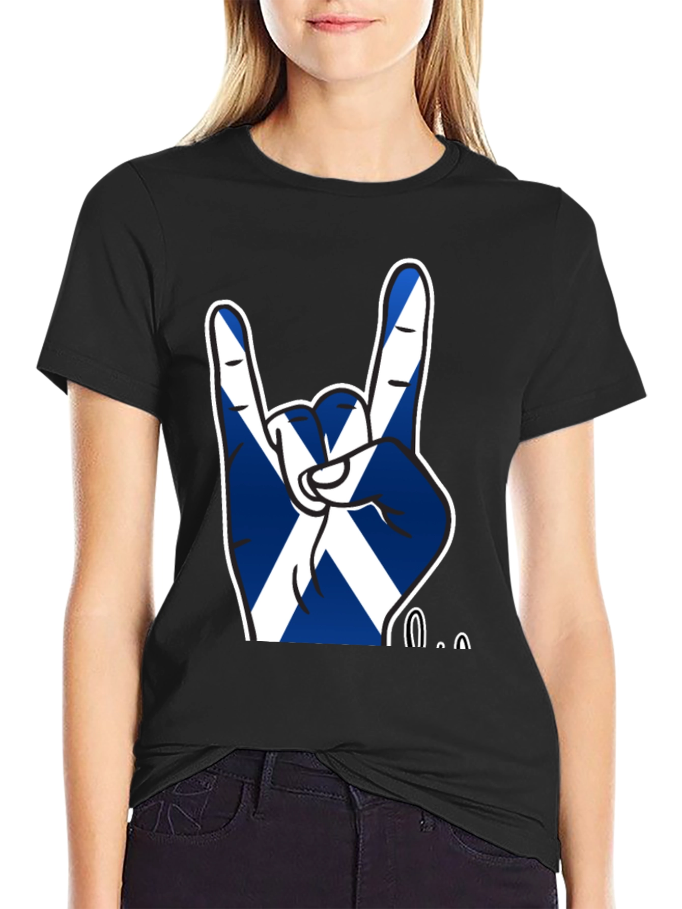 Scotland Flag Rock On Hand Gesture T-Shirt