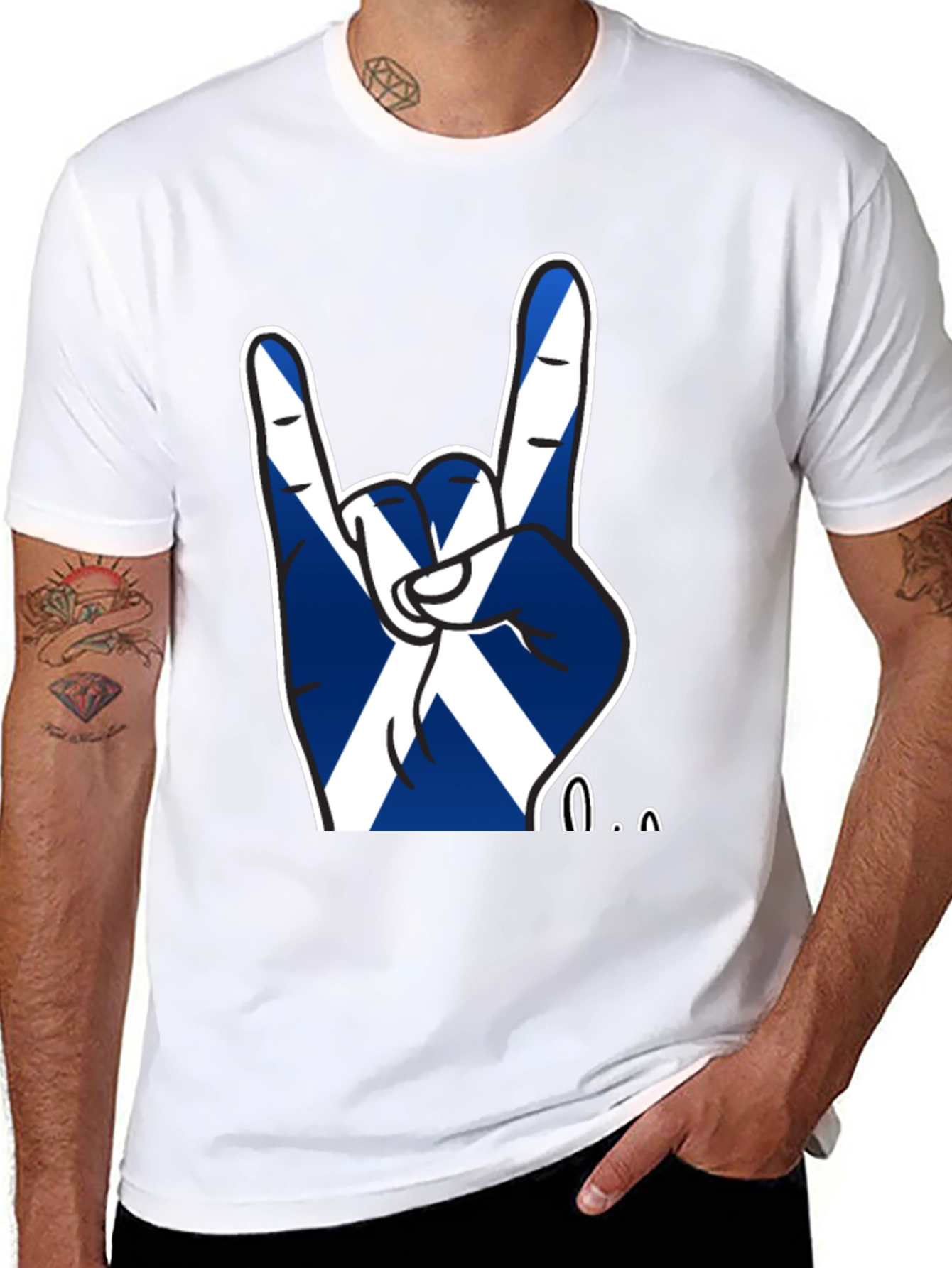 Scotland Flag Rock On Hand Gesture T-Shirt