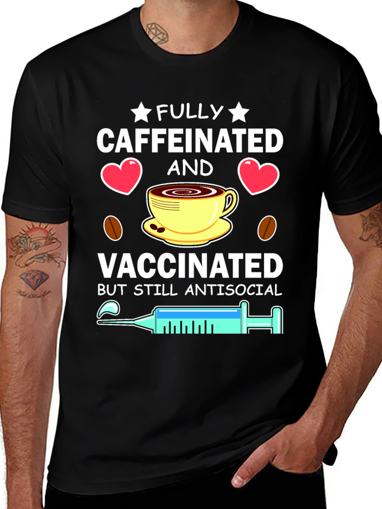 Fully Caffeinated & Vaccinated Antisocial T-Shirt