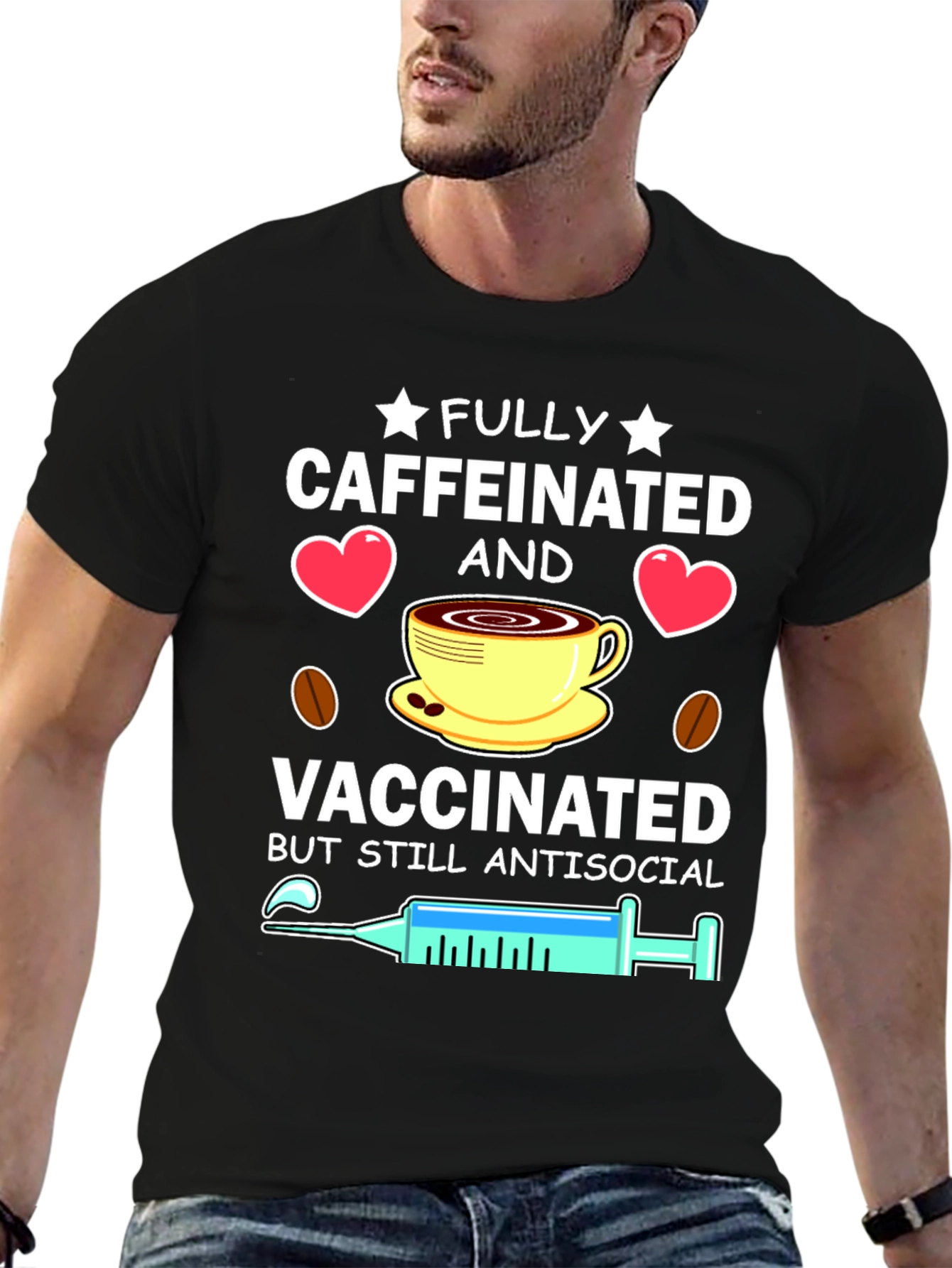 Fully Caffeinated & Vaccinated Antisocial T-Shirt