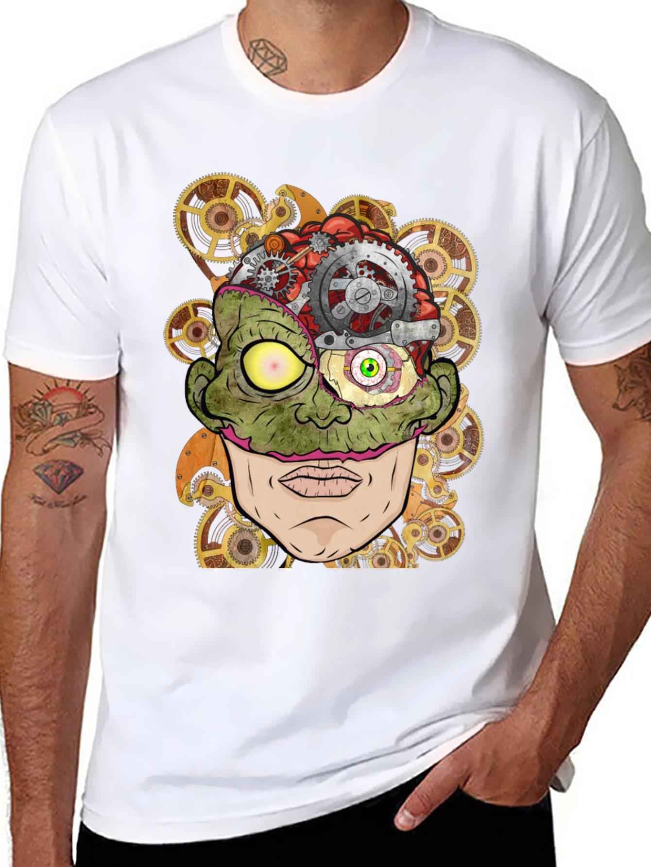 Steampunk Zombie Brain T-Shirt - Unique Graphic Tee