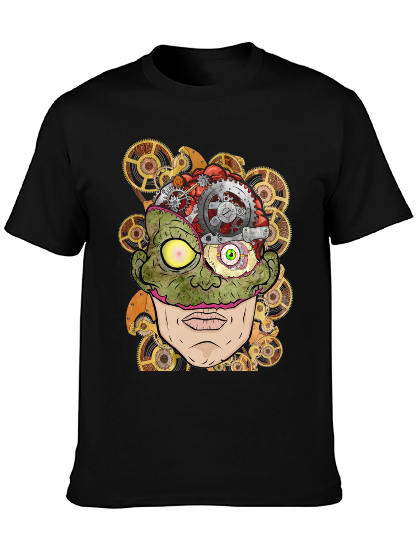 Steampunk Zombie Brain T-Shirt - Unique Graphic Tee