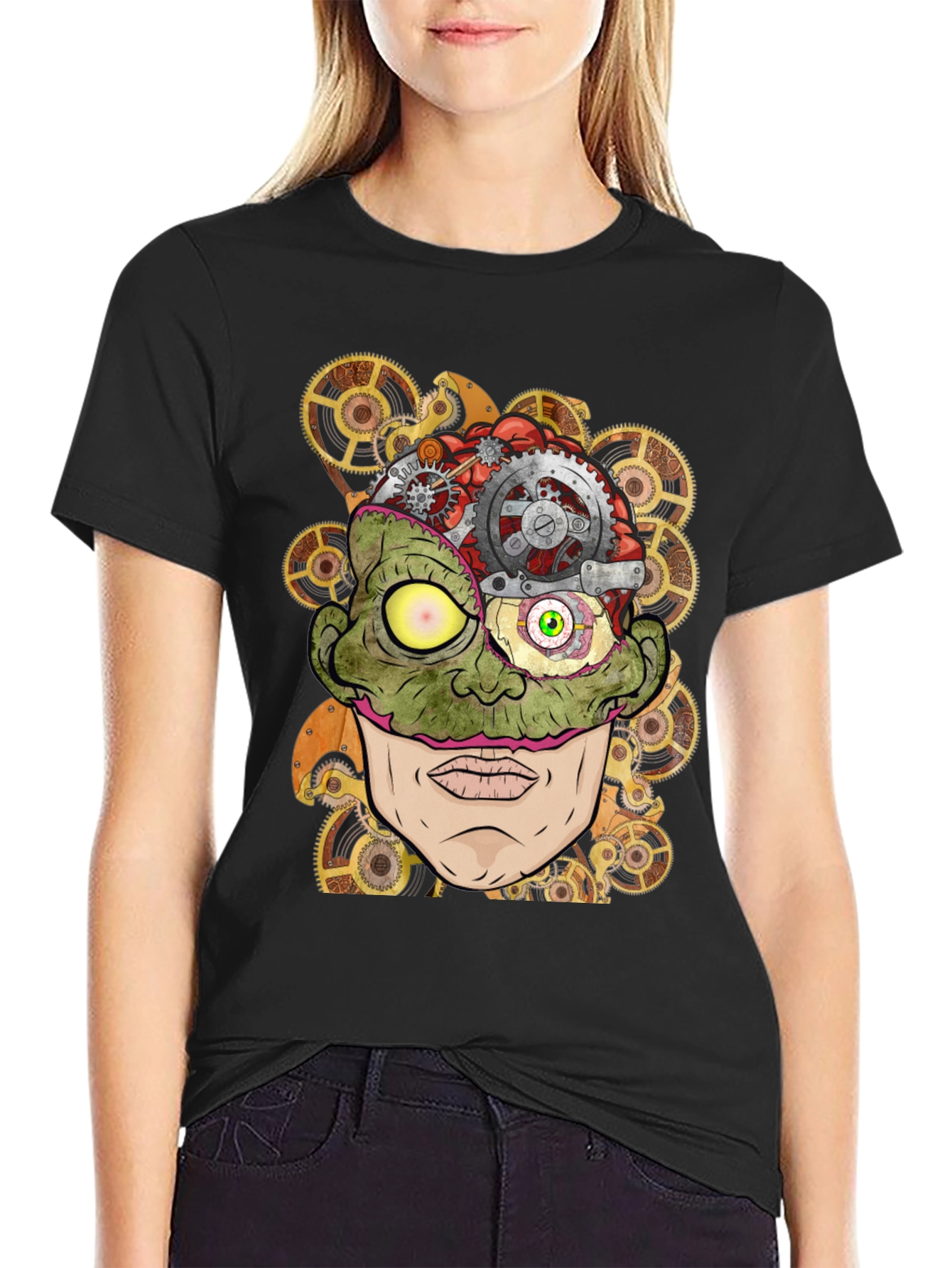 Steampunk Zombie Brain T-Shirt - Unique Graphic Tee