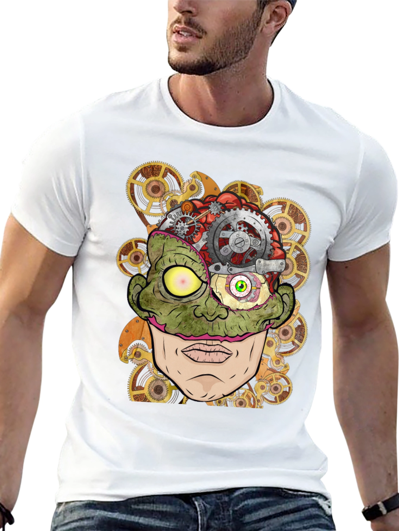 Steampunk Zombie Brain T-Shirt - Unique Graphic Tee