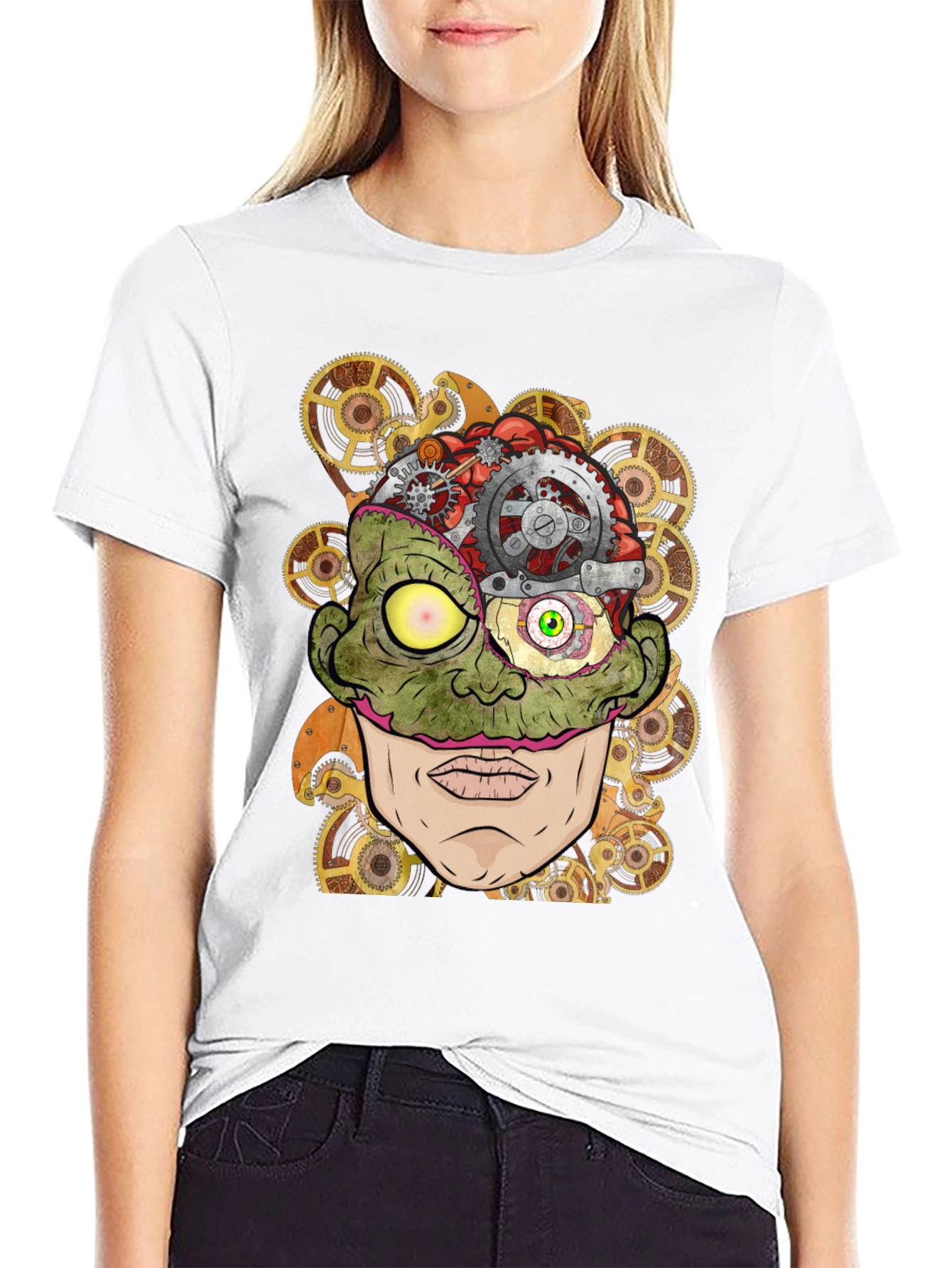 Steampunk Zombie Brain T-Shirt - Unique Graphic Tee