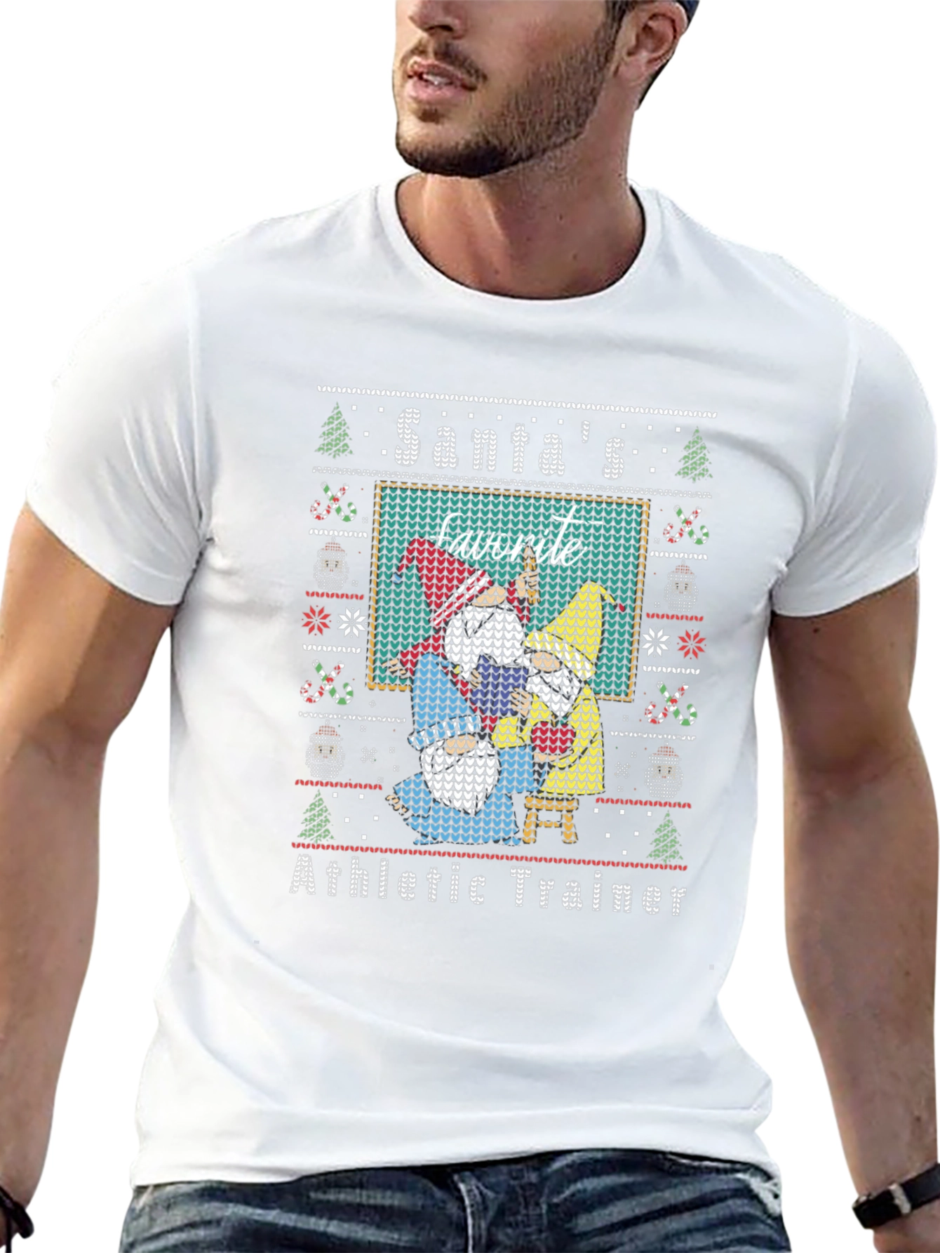 Santas Favorite Athletic Trainer Ugly Christmas T-Shirt
