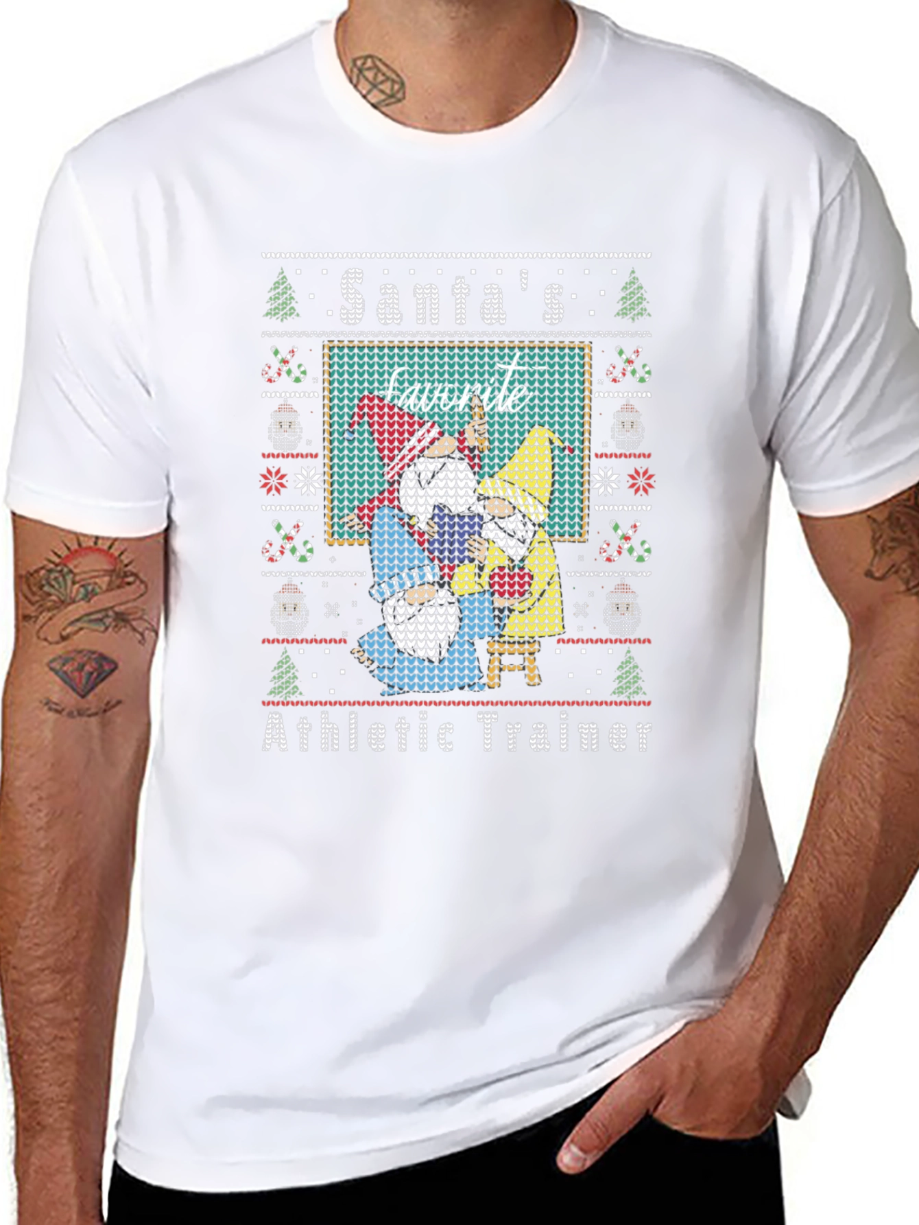 Santas Favorite Athletic Trainer Ugly Christmas T-Shirt