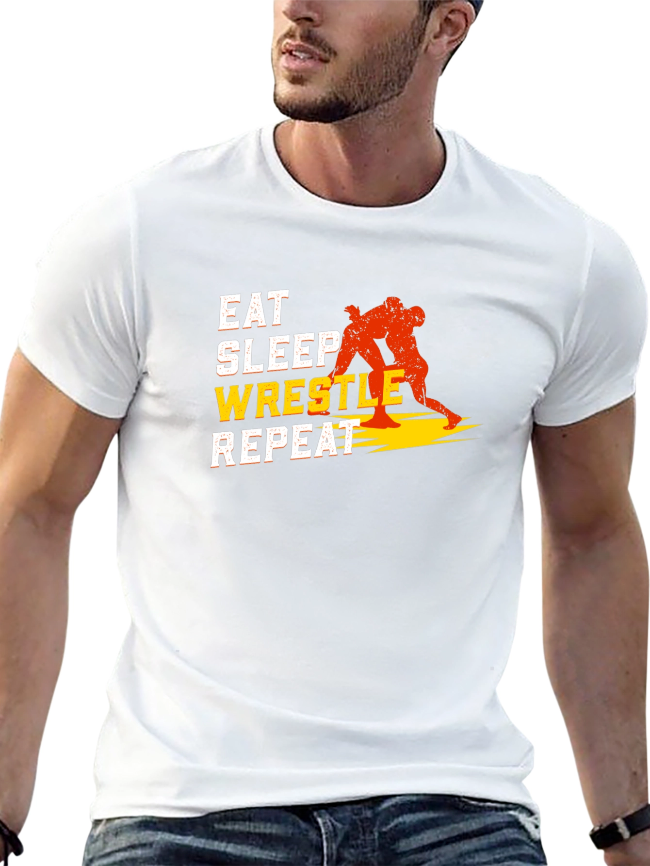 Eat Sleep Wrestle Repeat Graphic T-Shirt