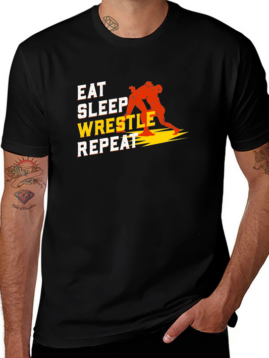 Eat Sleep Wrestle Repeat Graphic T-Shirt