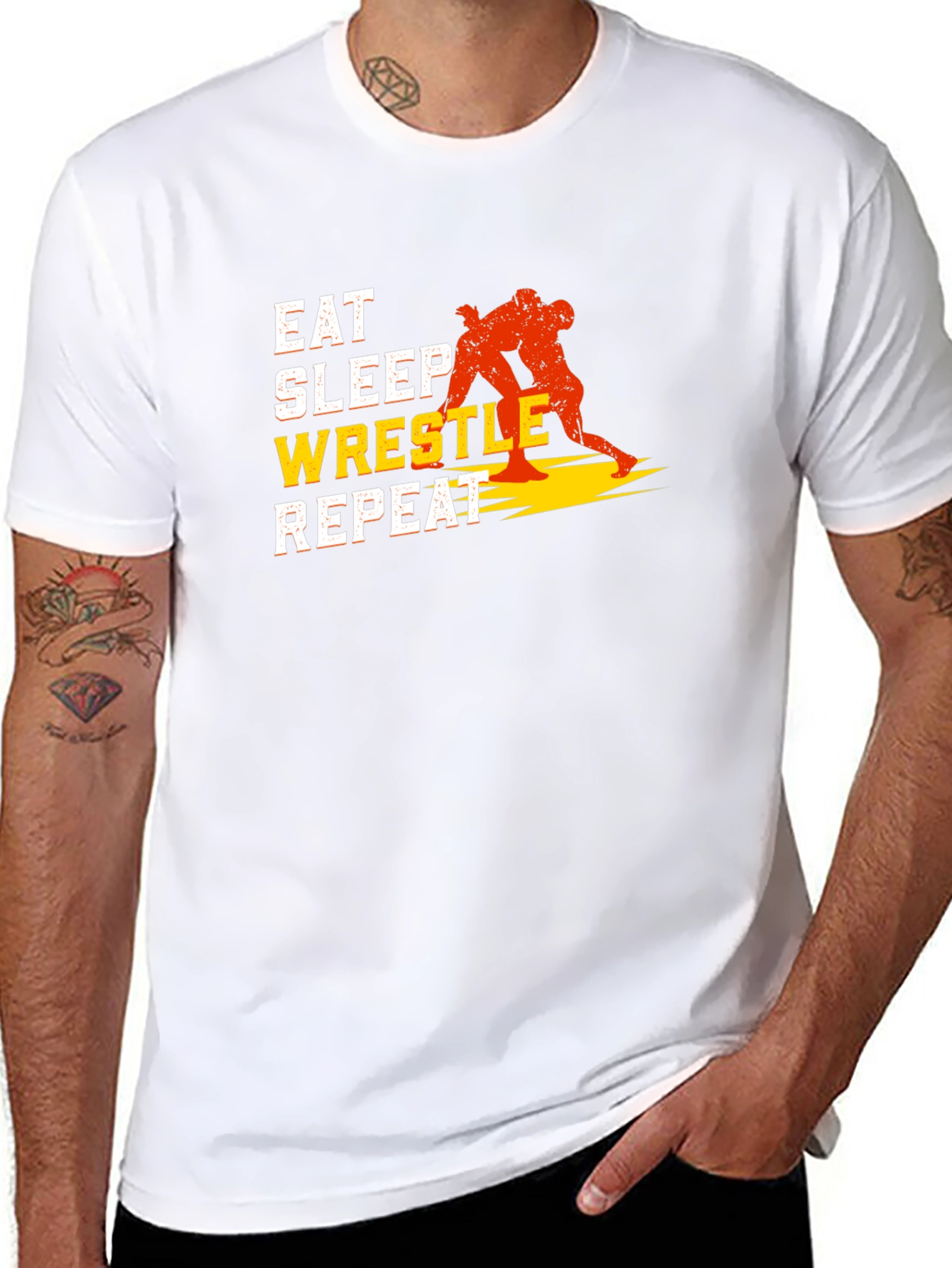 Eat Sleep Wrestle Repeat Graphic T-Shirt