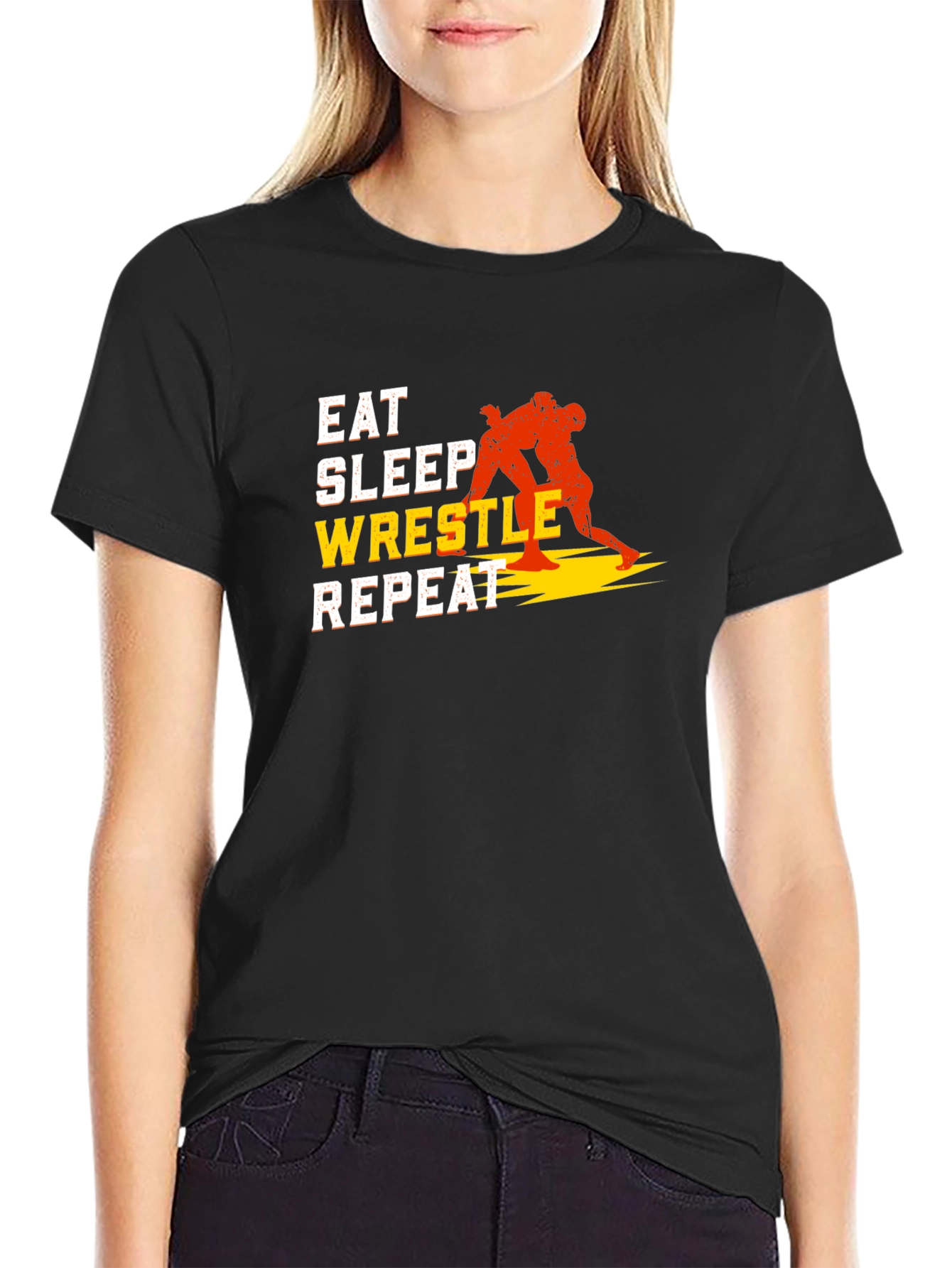 Eat Sleep Wrestle Repeat Graphic T-Shirt