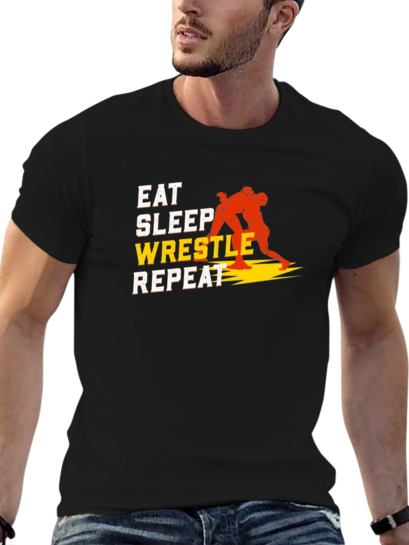 Eat Sleep Wrestle Repeat Graphic T-Shirt