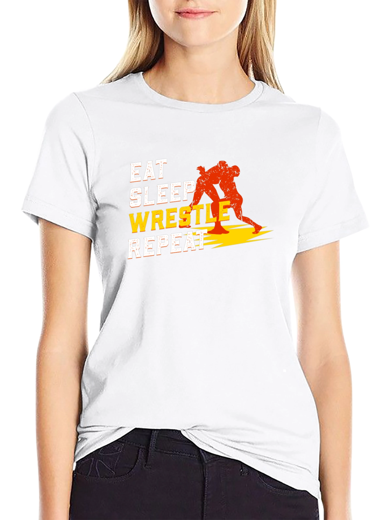 Eat Sleep Wrestle Repeat Graphic T-Shirt