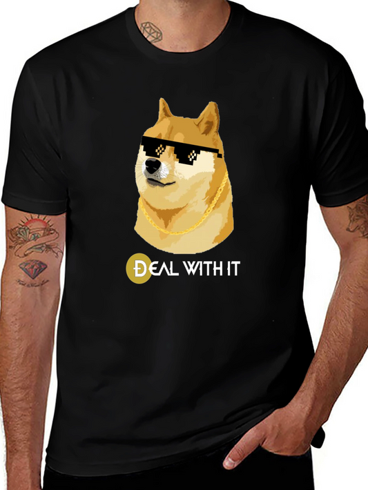 Doge Deal With It Black T-Shirt