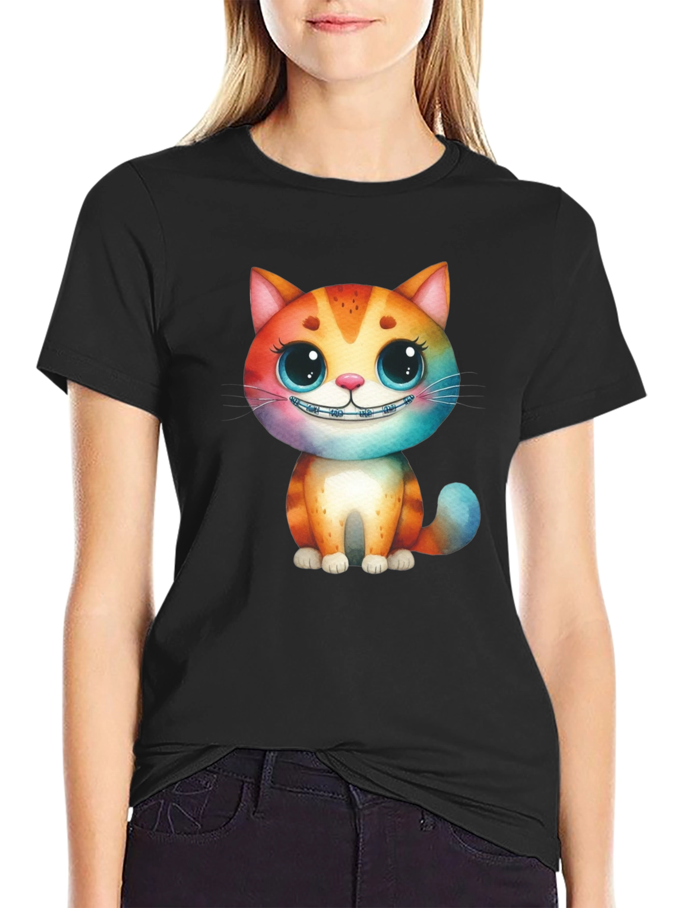 Cat with Braces Graphic Tee