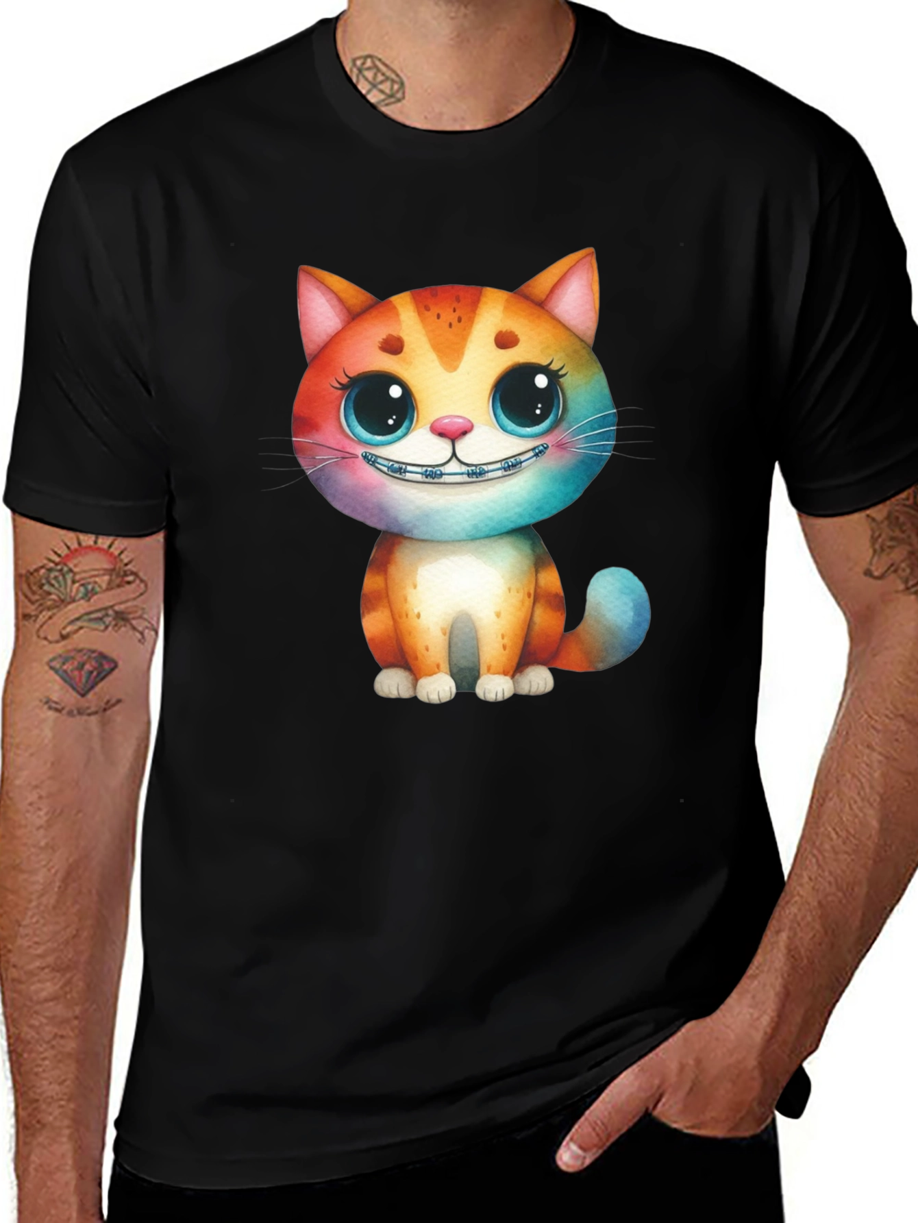 Cat with Braces Graphic Tee