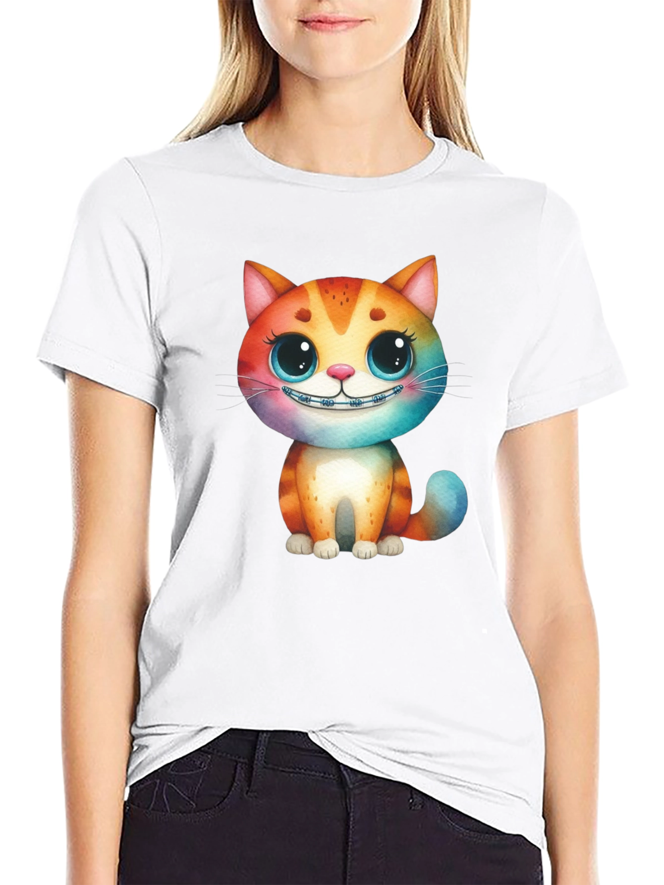 Cat with Braces Graphic Tee