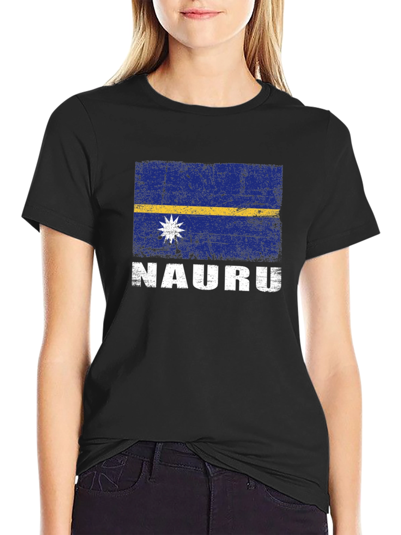 Nauru Flag Graphic T-Shirt - Distressed Design