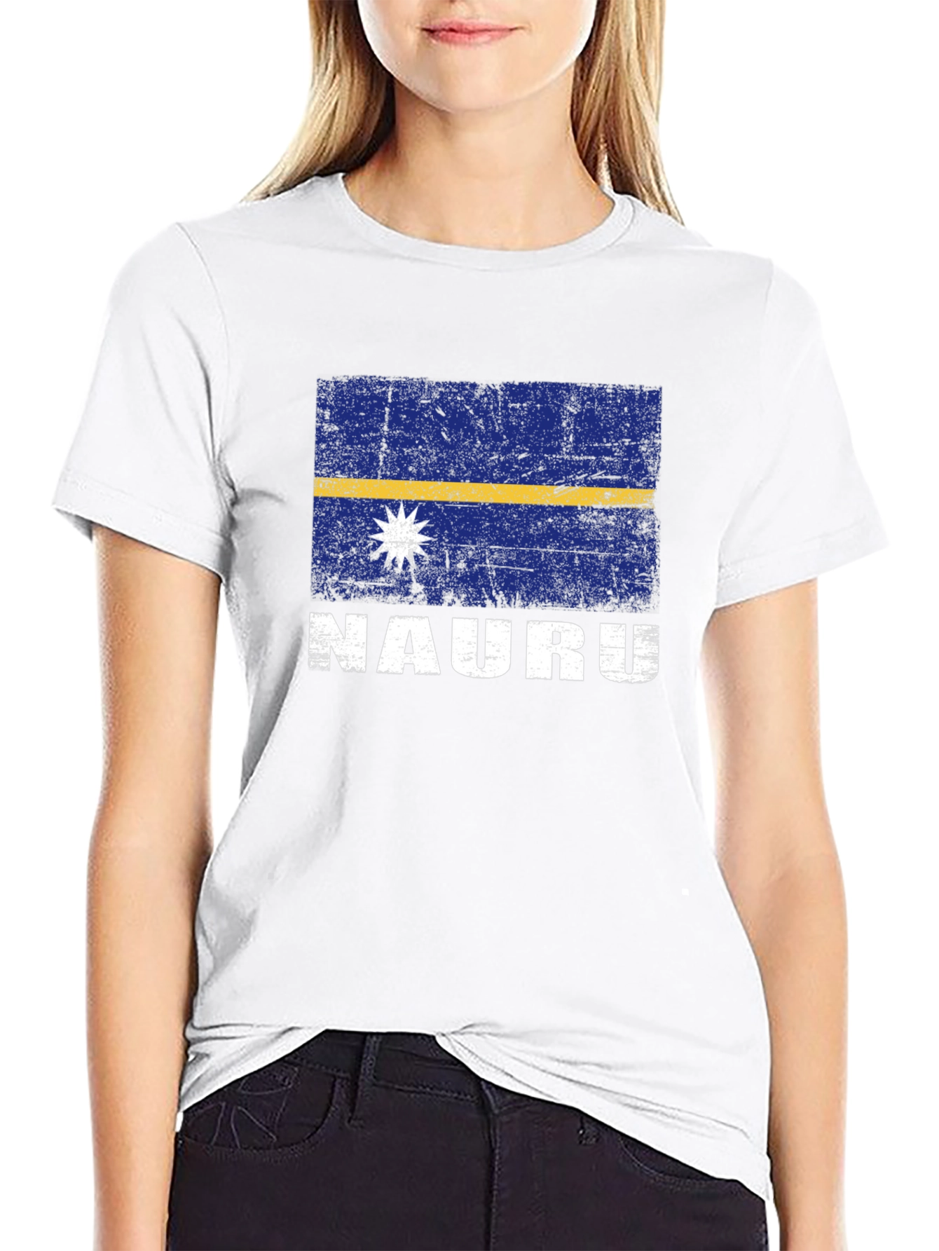 Nauru Flag Graphic T-Shirt - Distressed Design