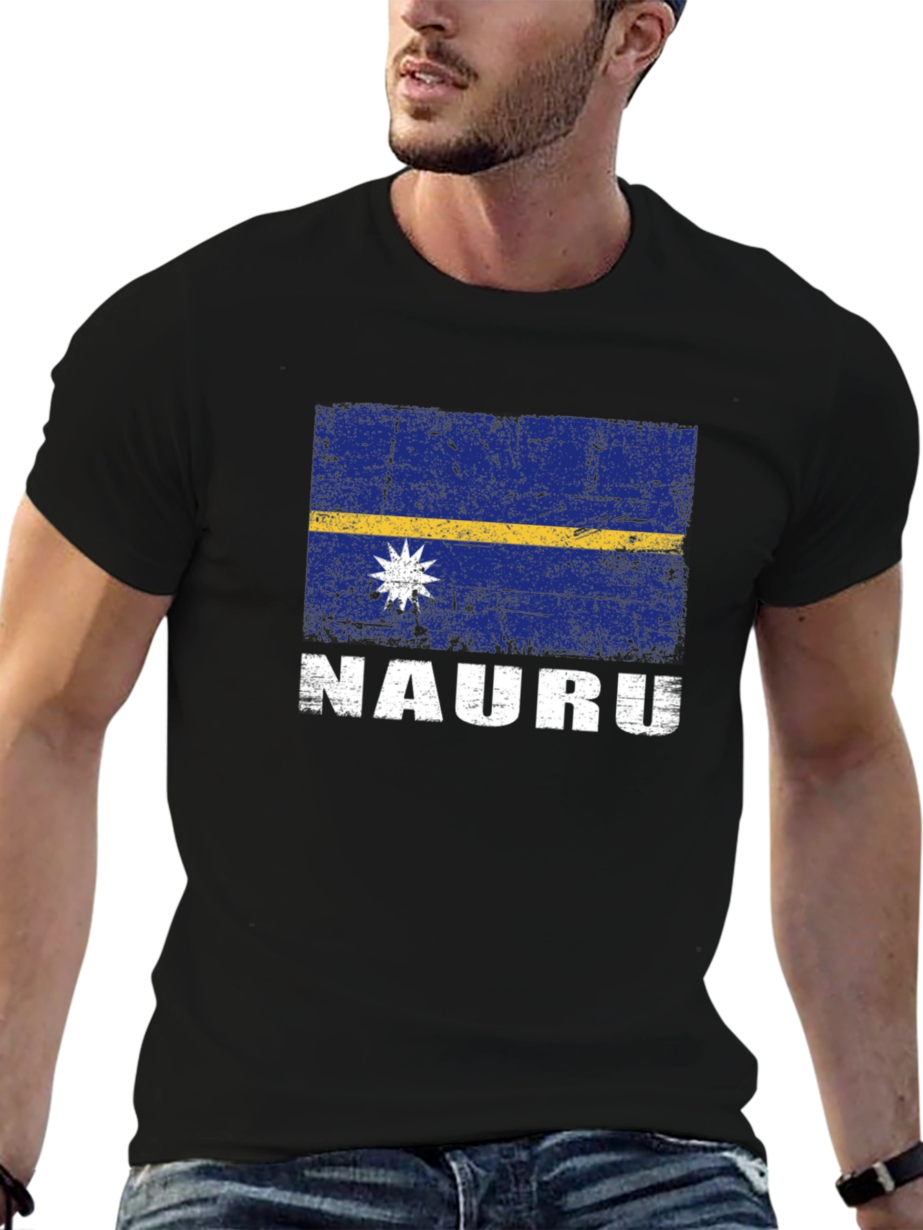 Nauru Flag Graphic T-Shirt - Distressed Design