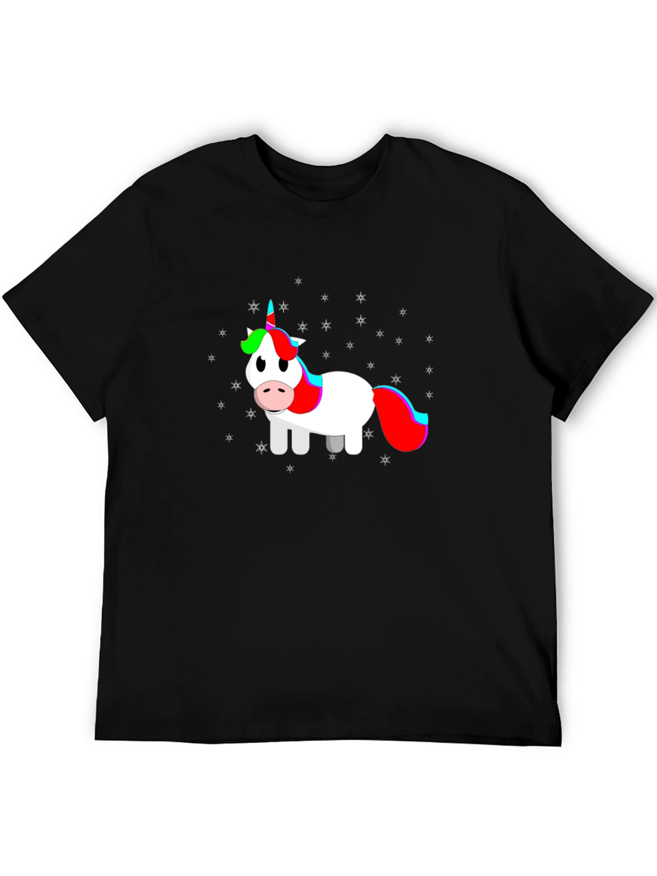 Cartoon Unicorn Black T-Shirt