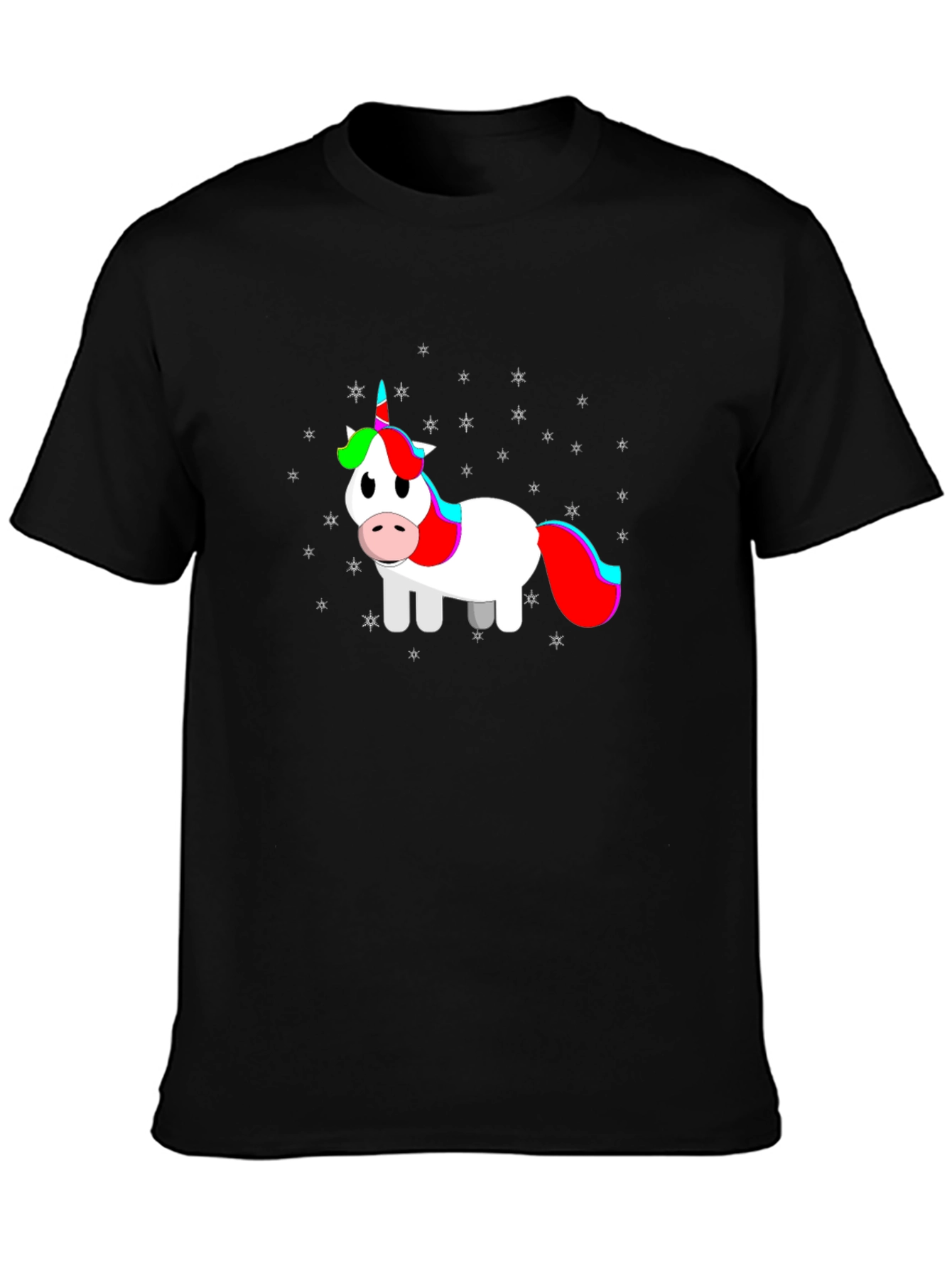 Cartoon Unicorn Black T-Shirt