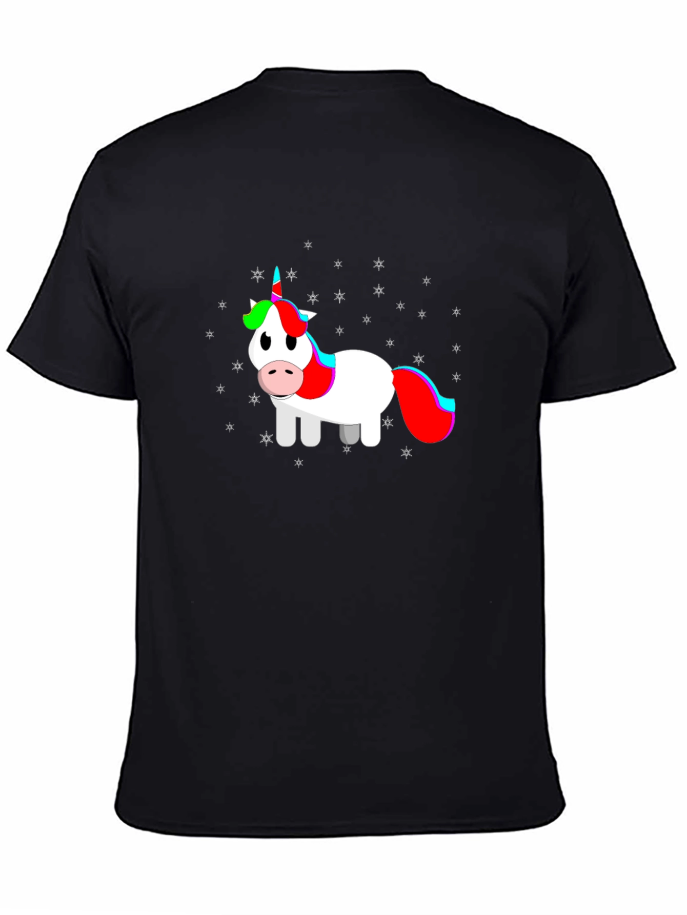 Cartoon Unicorn Black T-Shirt