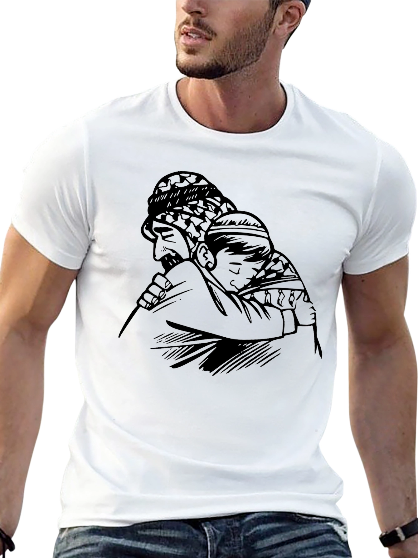 Father and Son Embrace Graphic T-Shirt