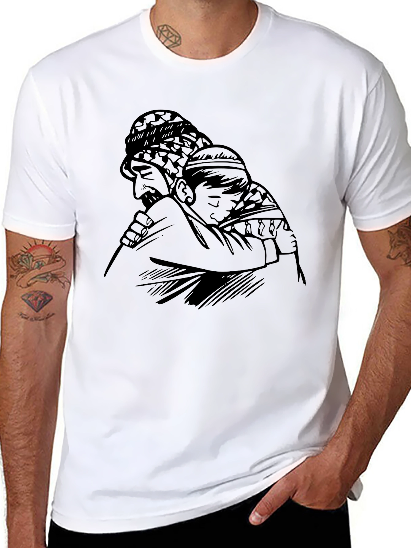 Father and Son Embrace Graphic T-Shirt