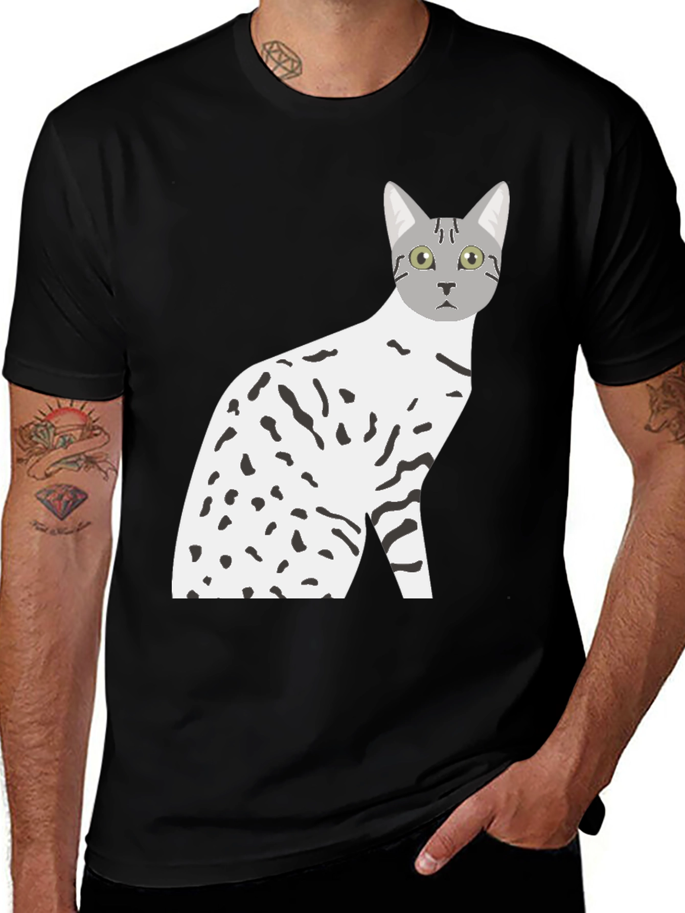 Cat Graphic Tee - Mens Black T-Shirt