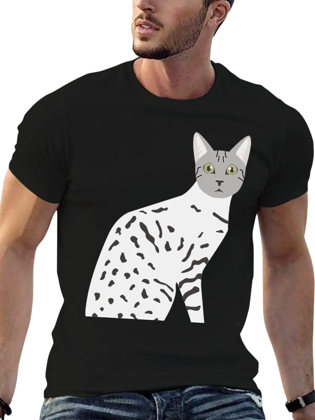 Cat Graphic Tee - Mens Black T-Shirt