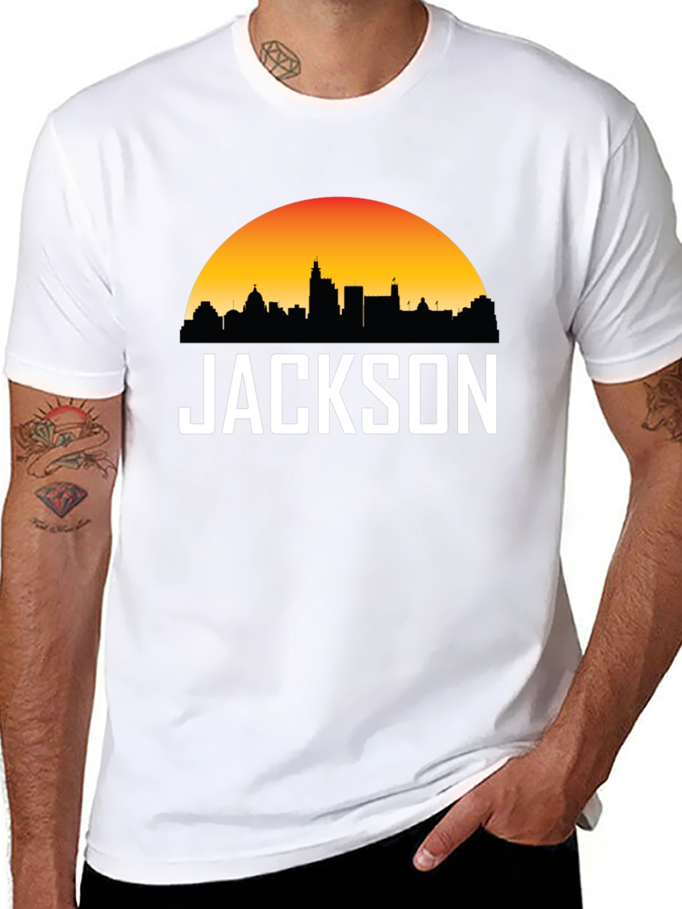 Jackson Skyline Graphic Tee - Sunset Cityscape