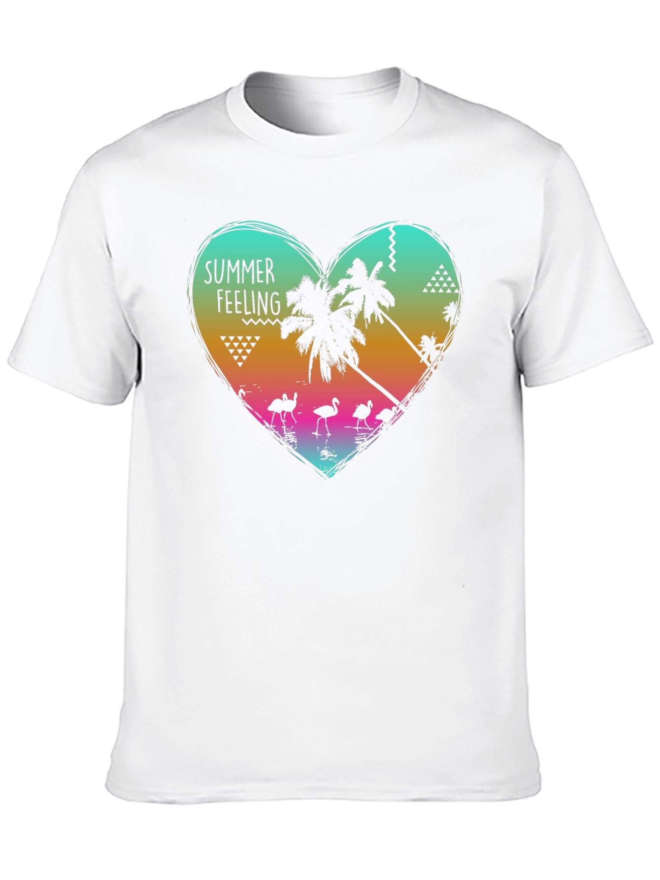 Summer Feeling Graphic Tee - Tropical Heart Design